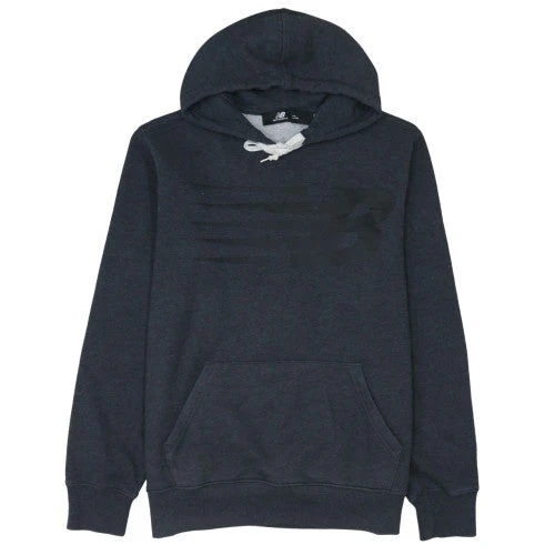 New Balance Men Grey Pullover Hoodie L Fleece Sports Logo