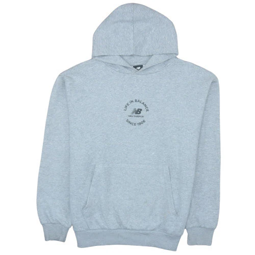 New Balance Men's Grey Small Pullover Hoodie Fleece Sweatshirt