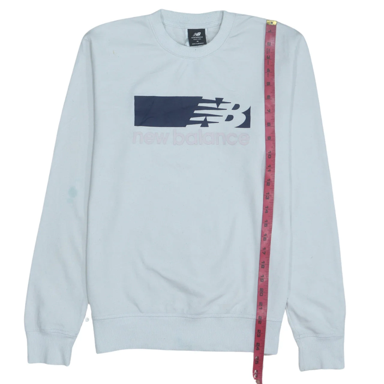 New Balance Men's White Logo Pullover Sweatshirt Size M - Image 2