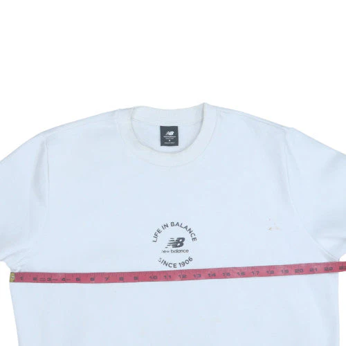 New Balance Men's White S Pullover Sweatshirt Crew Neck Logo - Image 3