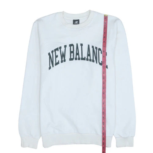 New Balance Men's White Sweatshirt S Regular Fit Crew Neck Pullover - Image 3