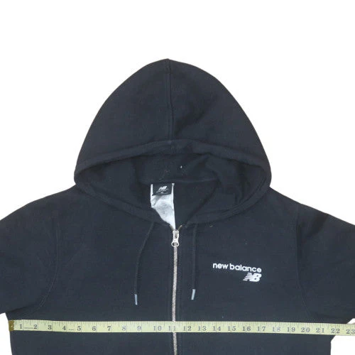 New Balance Womens Black M Full Zip Hoodie Sweatshirt Cotton Blend - Image 2