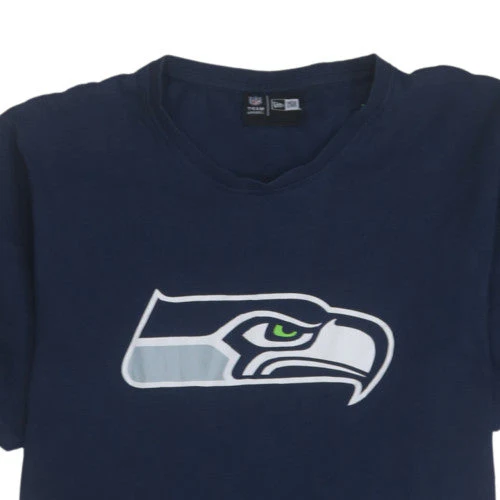 New Era Men's Navy Seattle Seahawks Graphic Crew Neck T-Shirt Size L - Image 8