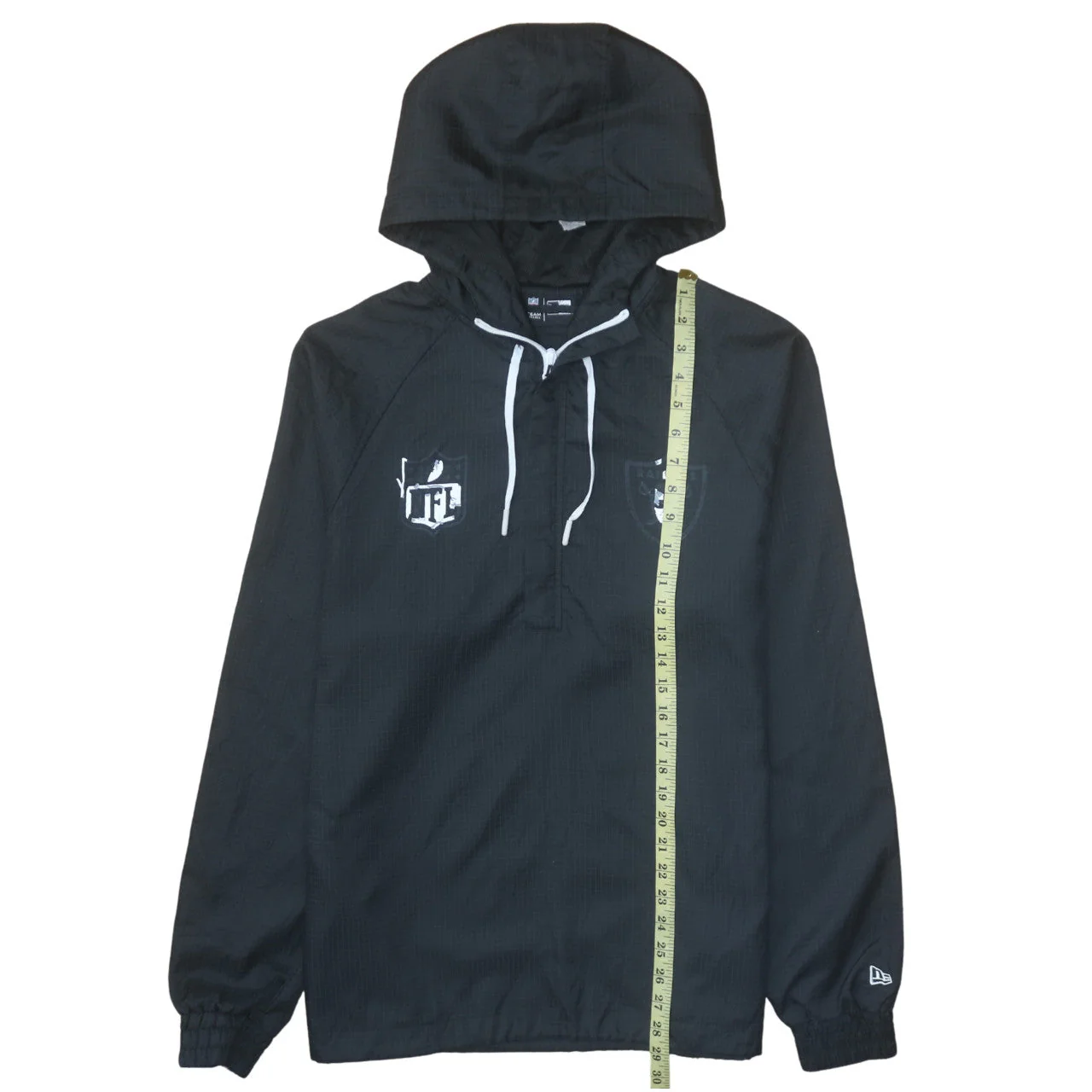 New Era NFL Raiders Black Men's Medium Hooded Windbreaker Jacket - Image 3