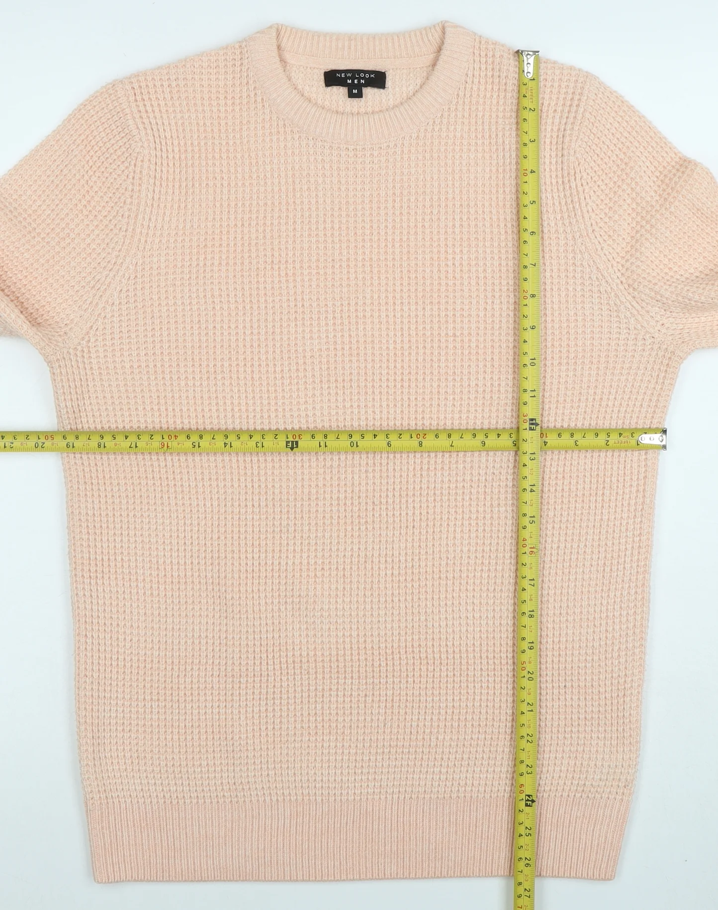 New Look Men Beige Waffle-Knit Crew Neck Jumper Size M - Image 2