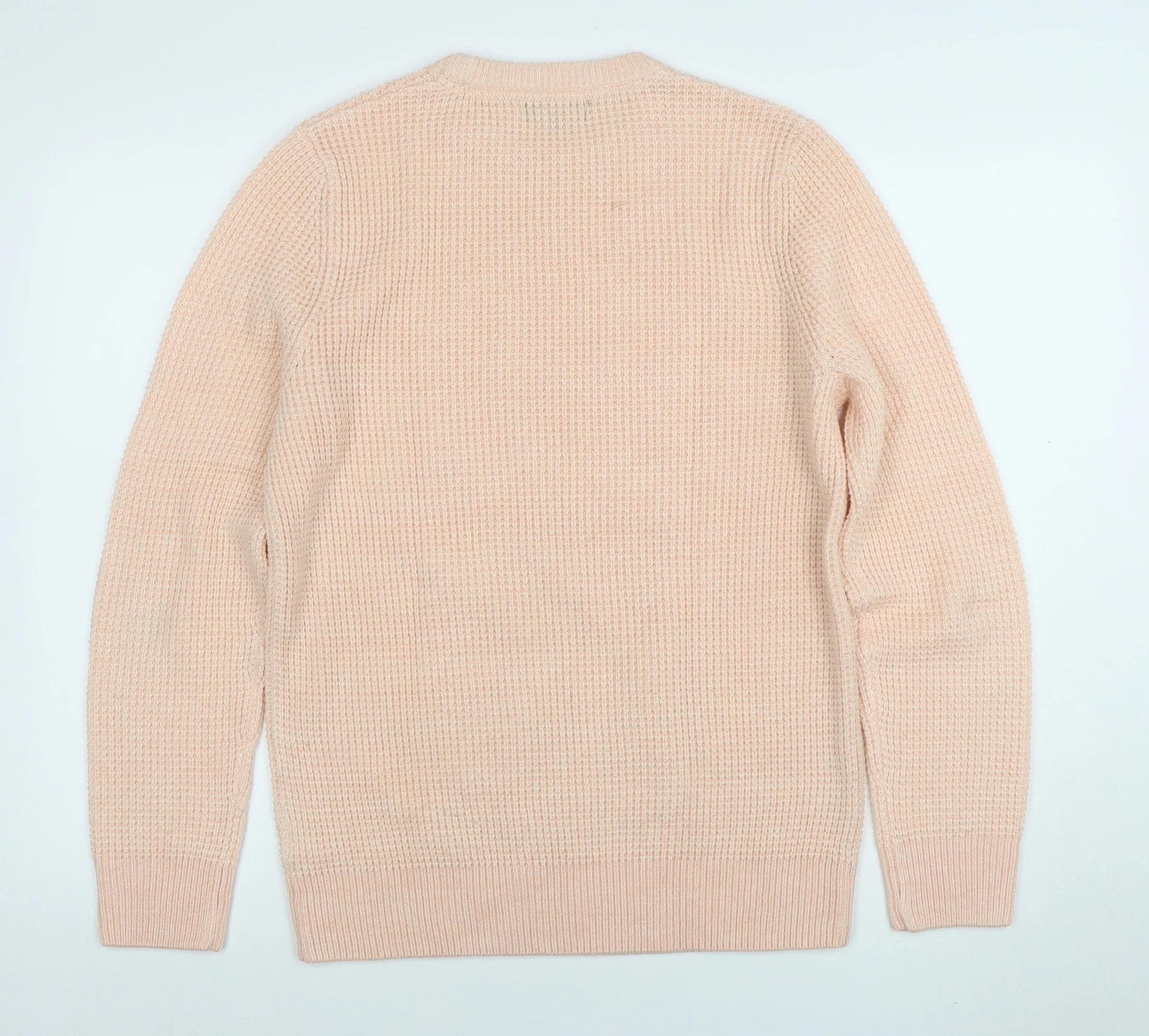 New Look Men Beige Waffle-Knit Crew Neck Jumper Size M - Image 3