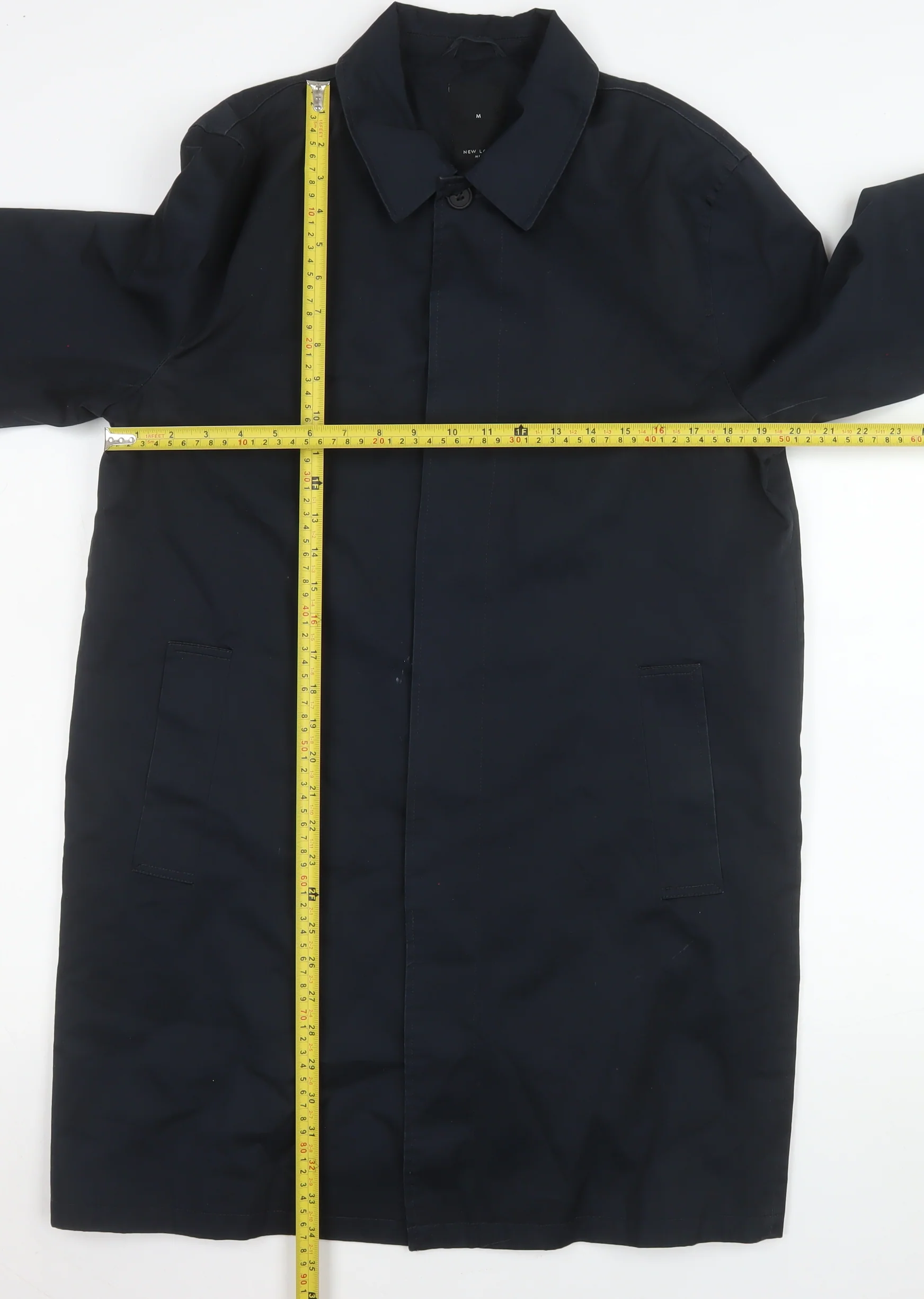 New Look Men Blue Cotton Acrylic Long Trench Coat M Regular - Image 2