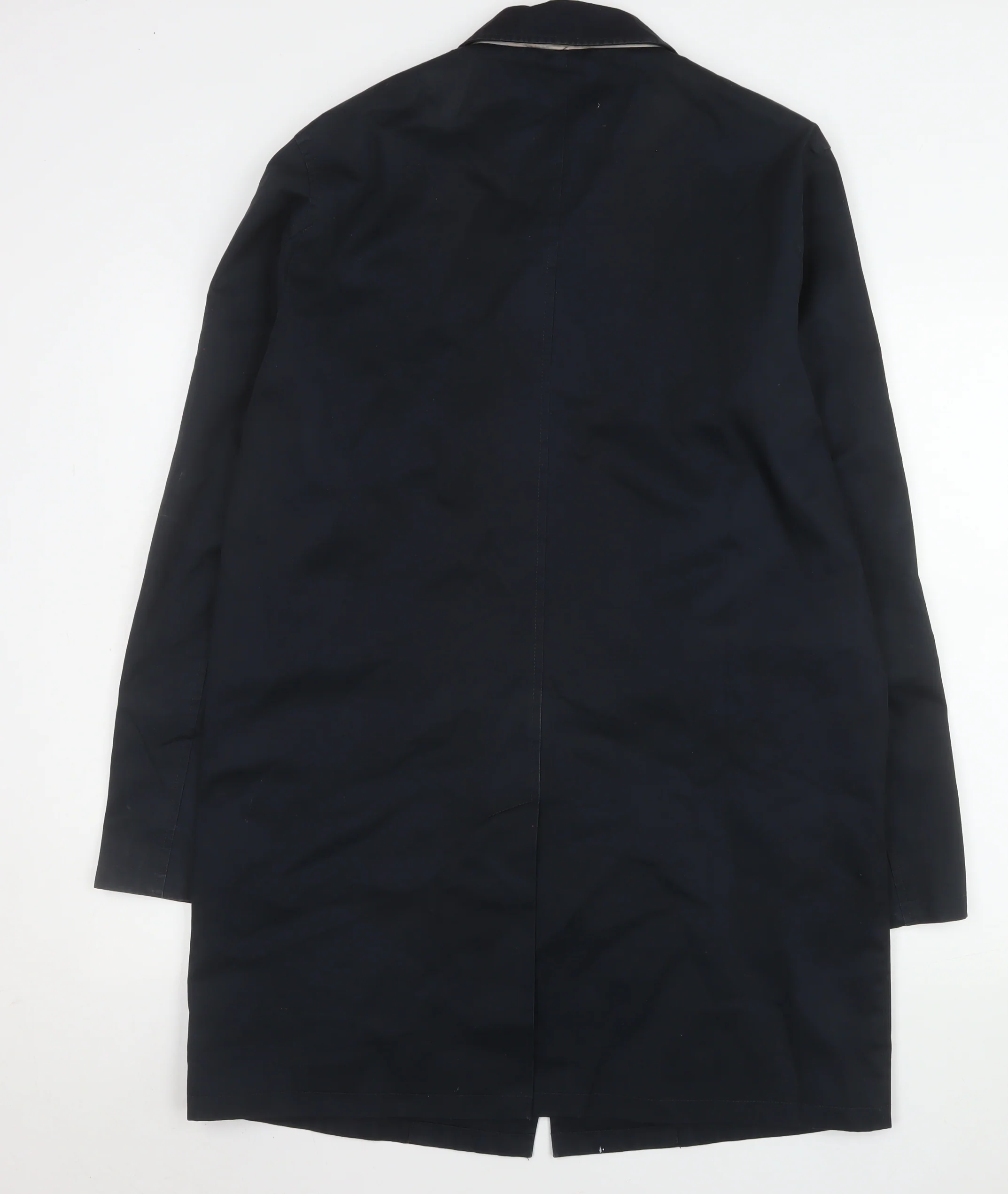 New Look Men Blue Cotton Acrylic Long Trench Coat M Regular - Image 3