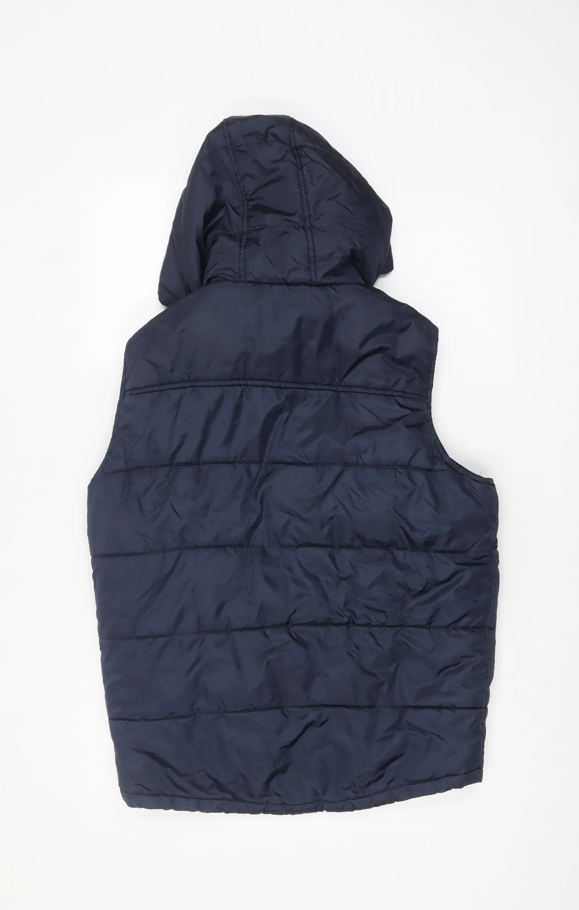 New Look Men Blue Hooded Quilted Bodywarmer Vest Size S - Image 3
