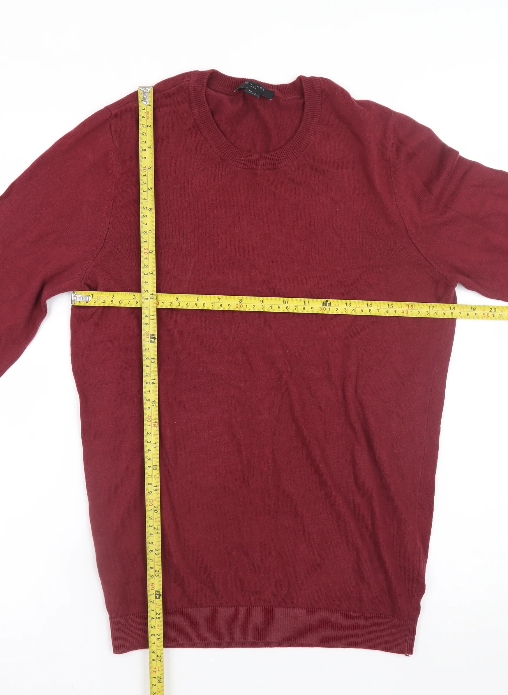 New Look Men Red Cotton Crew Neck Pullover Jumper Size S - Image 2