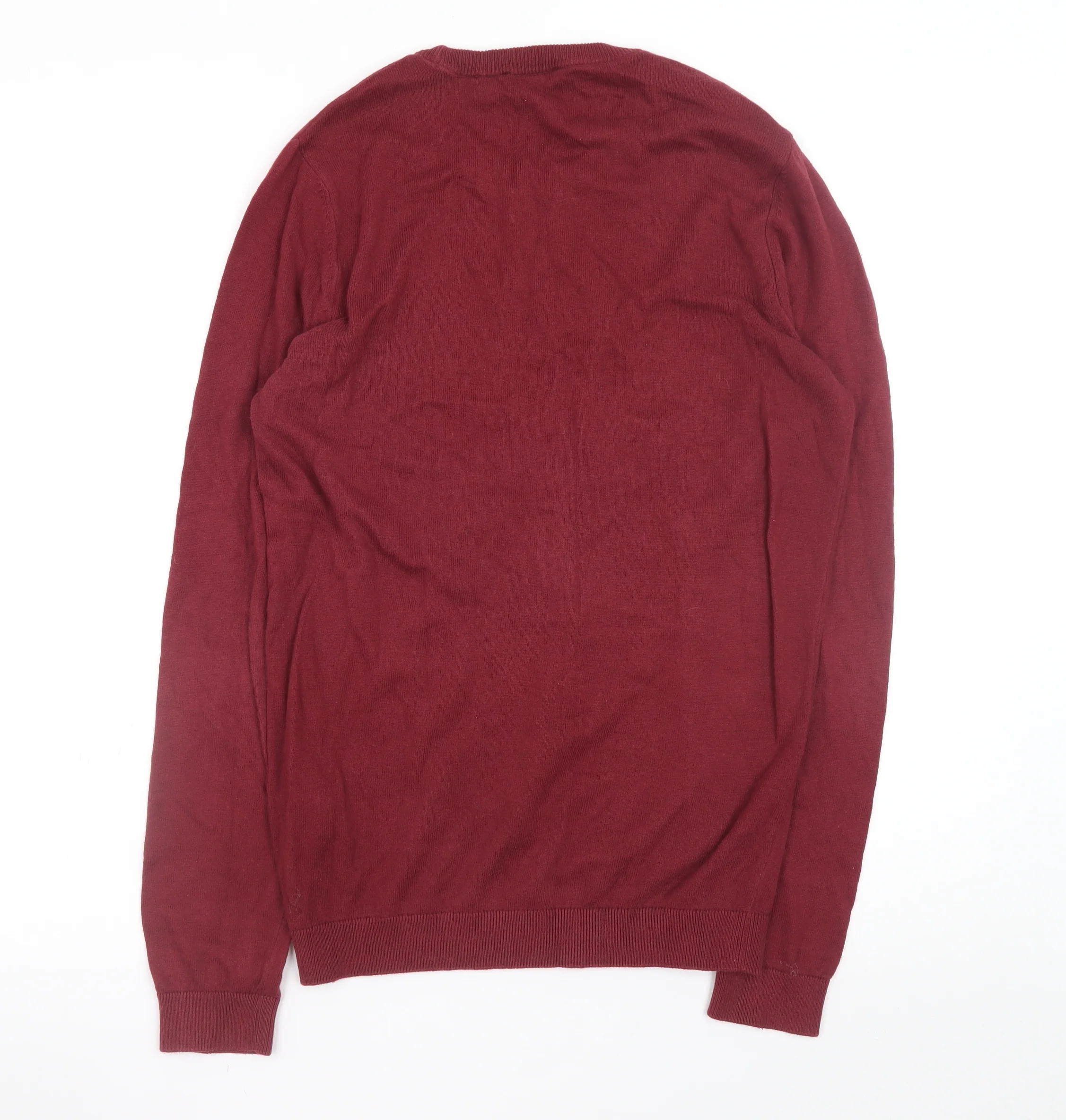 New Look Men Red Cotton Crew Neck Pullover Jumper Size S - Image 3