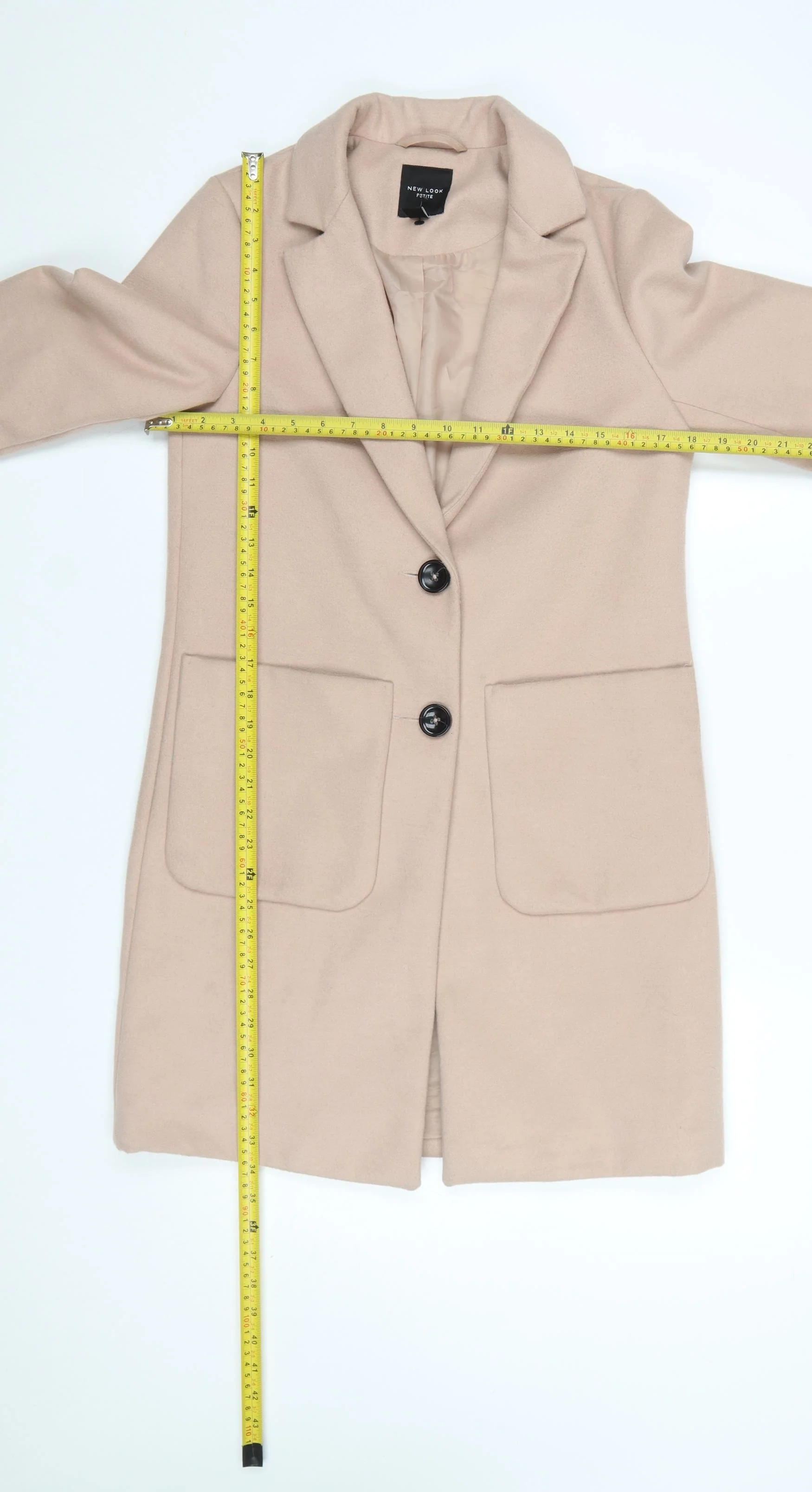 New Look Petite Beige Long Coat Women’s Size 6 Classic Style - Image 2