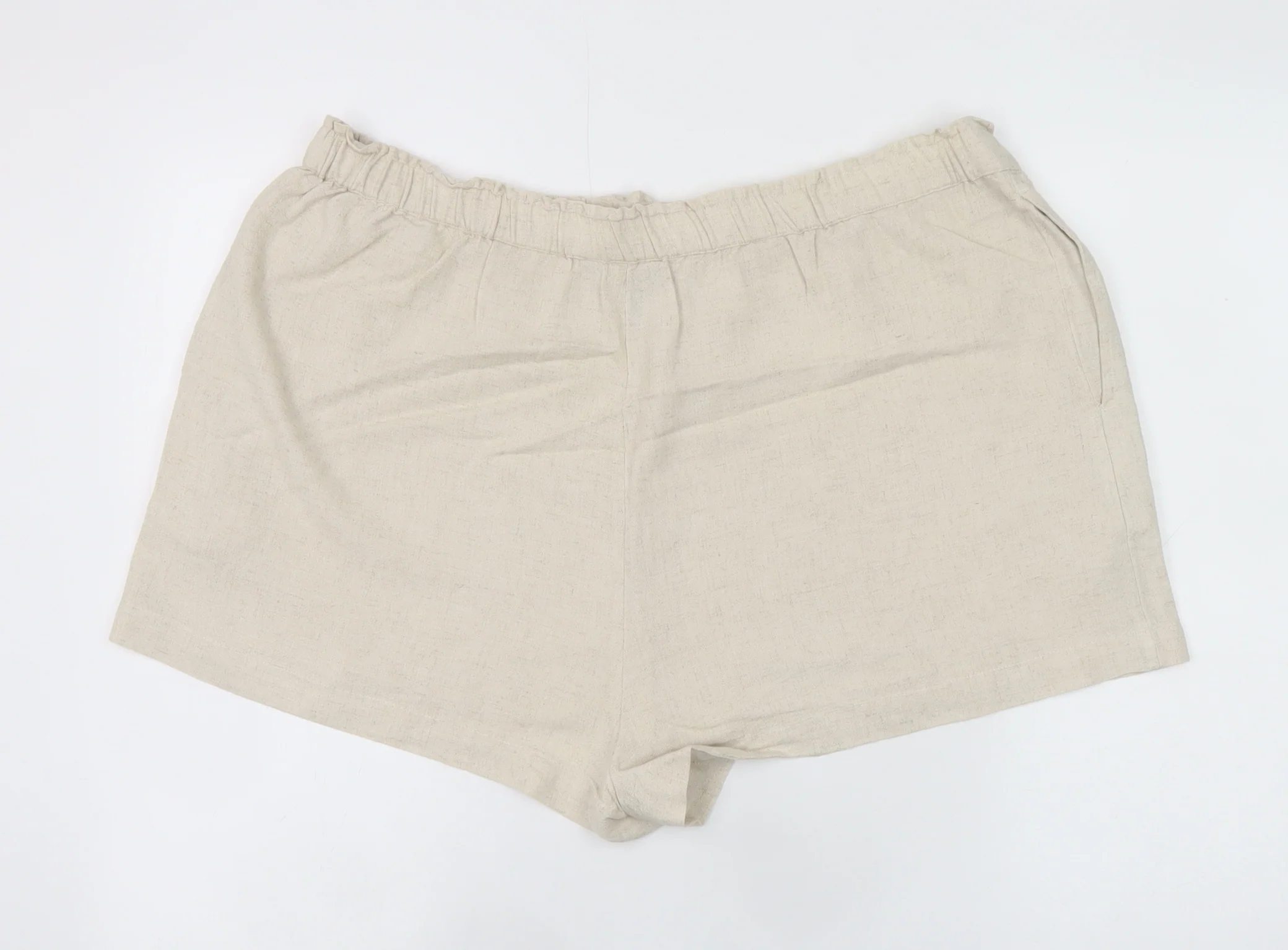 New Look Women Beige Linen Blend Casual Shorts Size 18 - Image 3