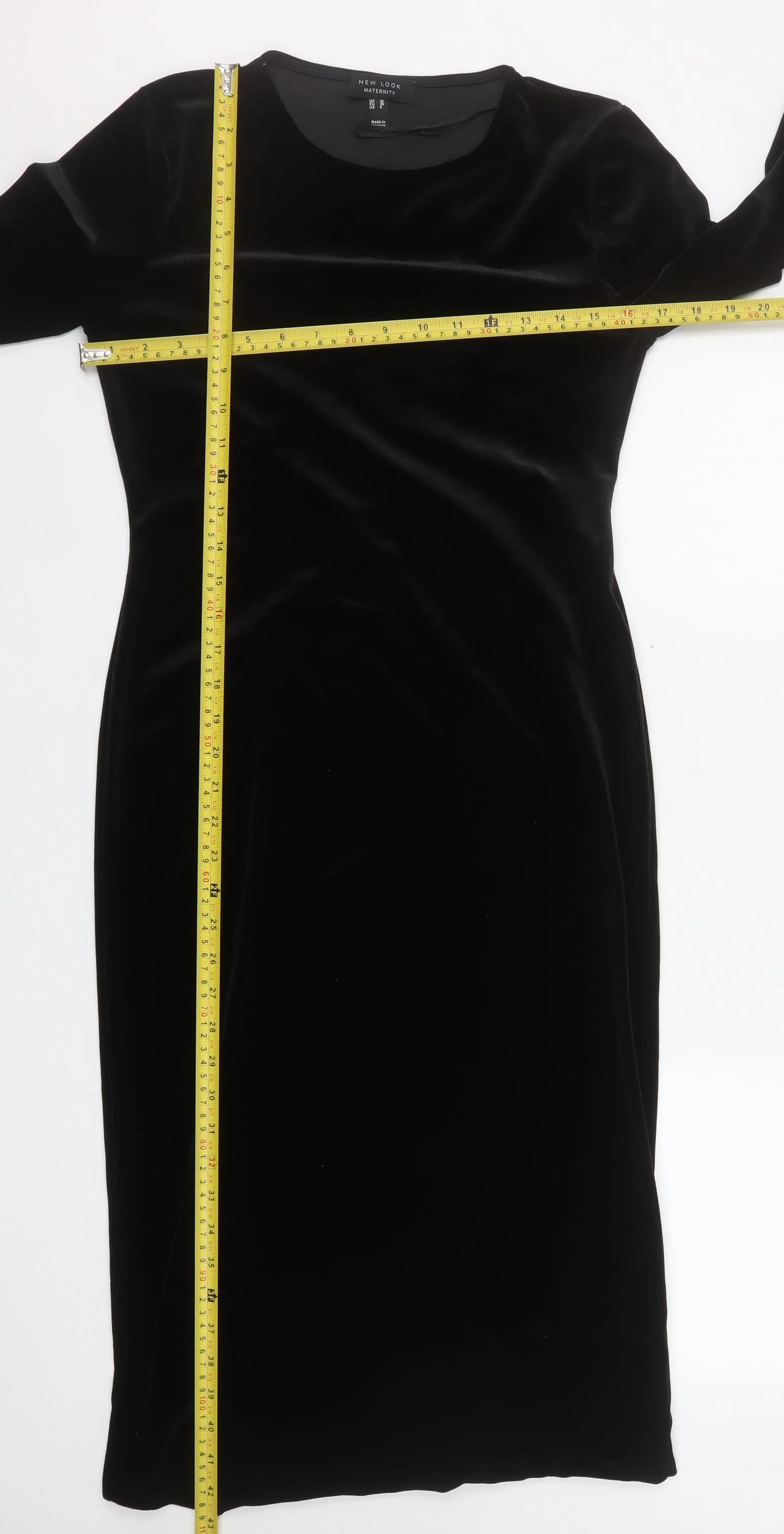 New Look Women Black Maternity Size 10 Velvet Bodycon Dress - Image 2