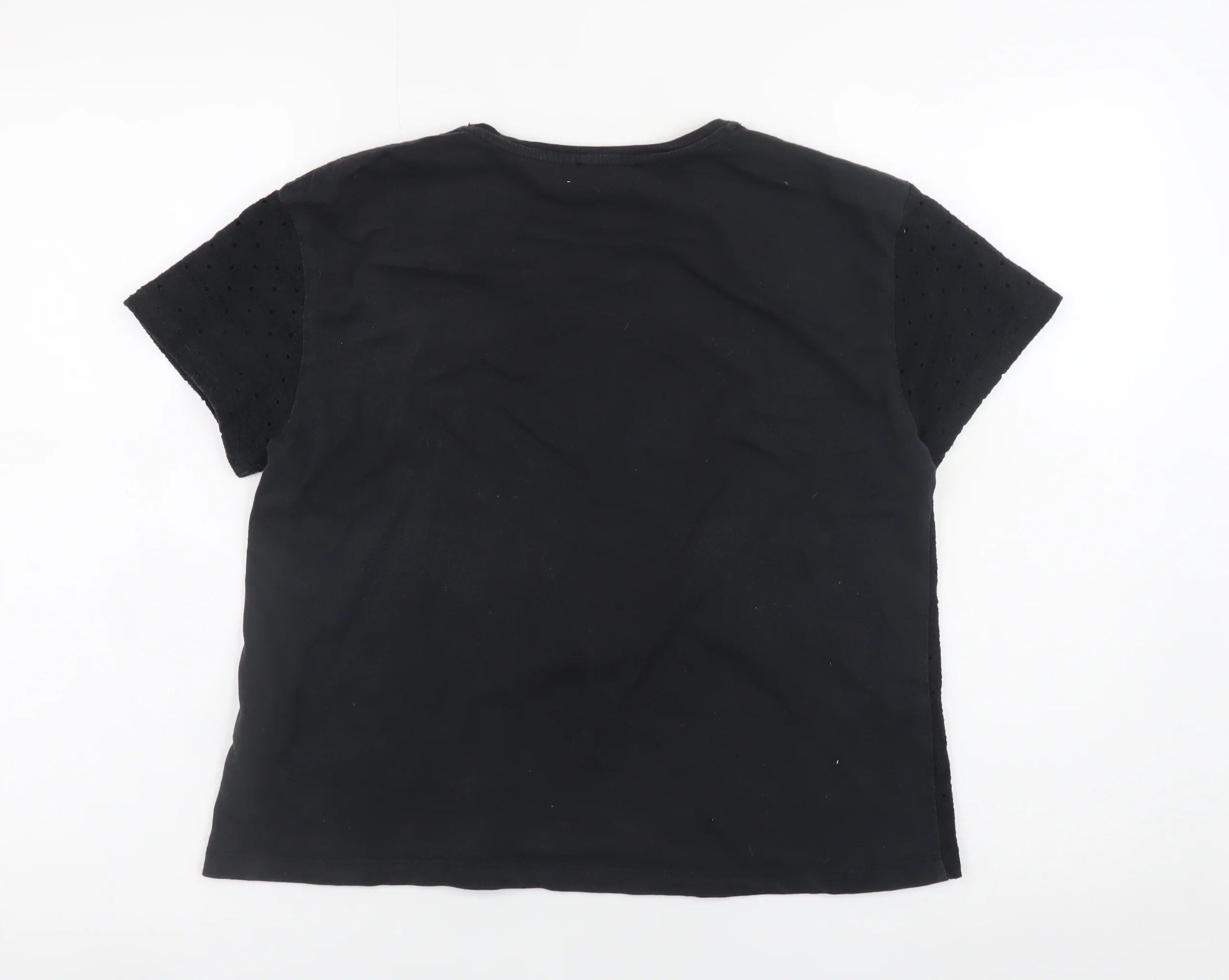 New Look Women Black Short Sleeve Basic Crew Neck T-Shirt Size 14 - Image 3
