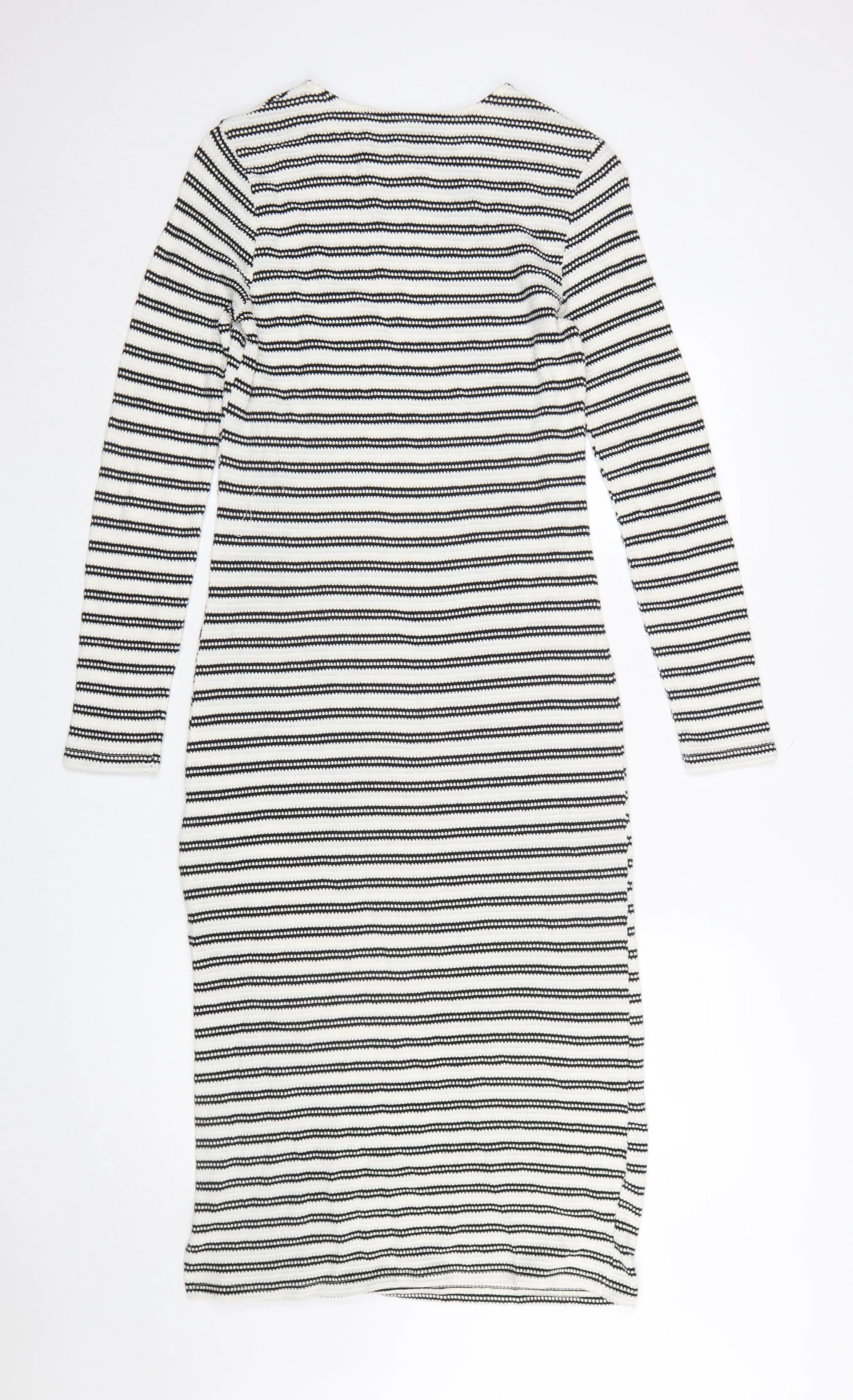 New Look Women Black White Striped Knit Bodycon Dress Size 10 - Image 3