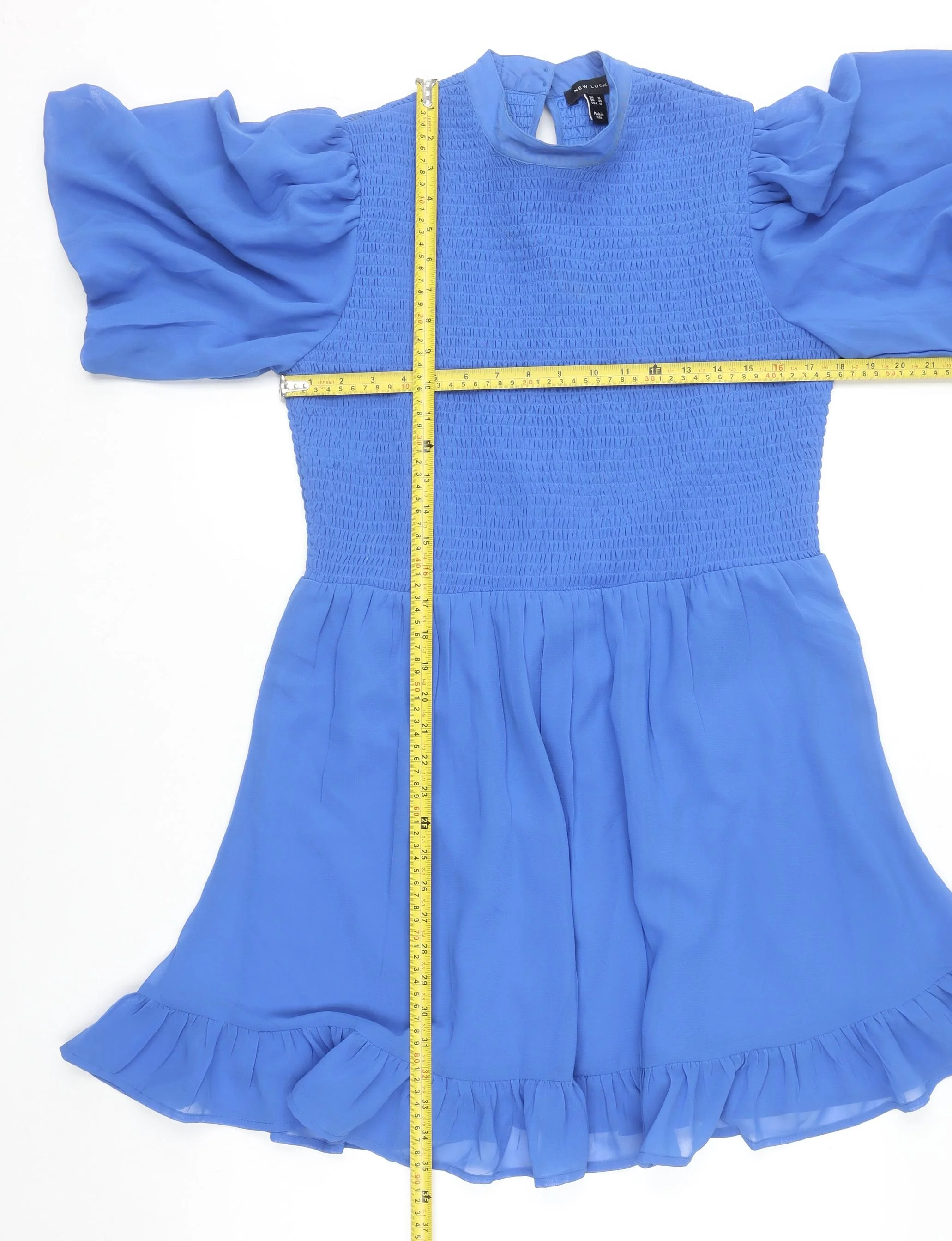 New Look Women Blue A-Line Puff Sleeve Short Dress Size 18 - Image 2