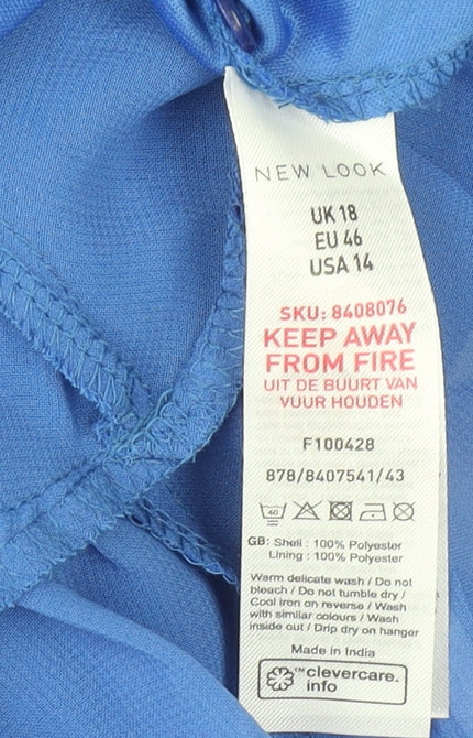 New Look Women Blue A-Line Puff Sleeve Short Dress Size 18 - Image 4