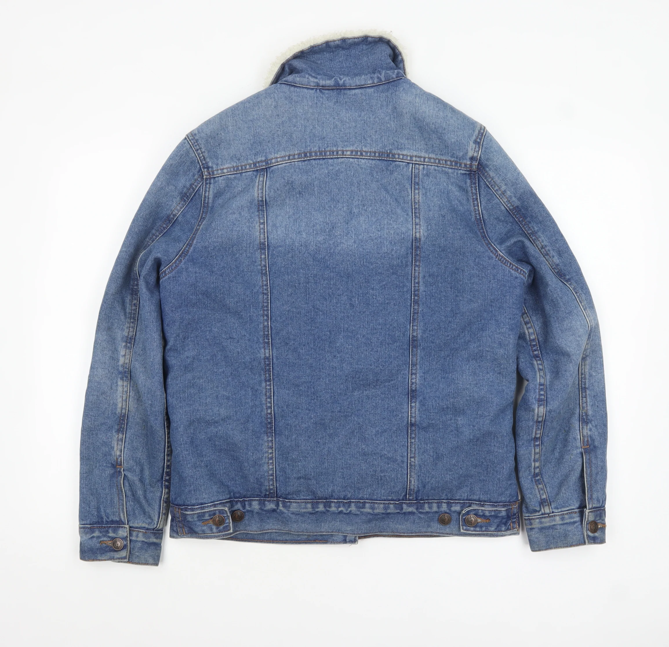 New Look Women Blue Sherpa Lined Denim Jacket Size 10 - Image 3