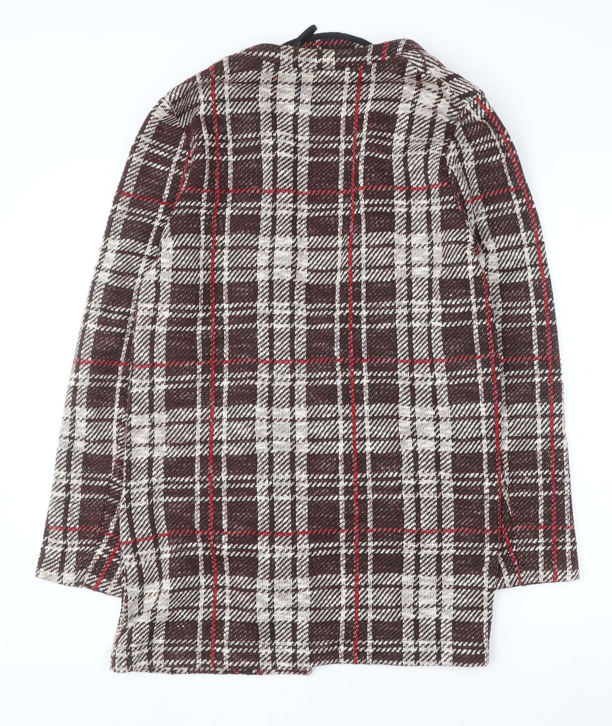 New Look Women Brown Check Tweed Mid-Length Coat UK 12 - Image 3