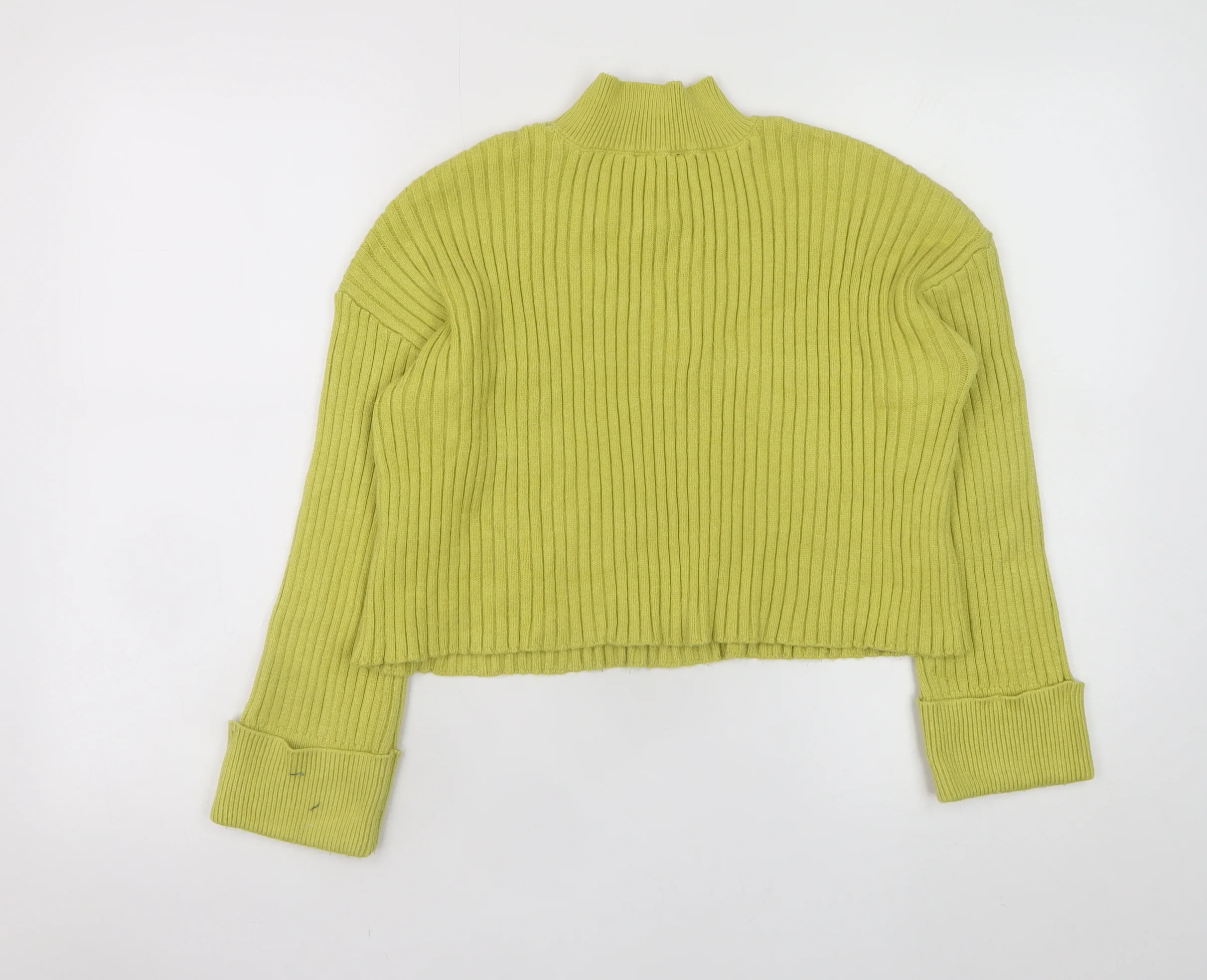 New Look Women Green Mock Neck Ribbed Knit Jumper Size S - Image 3