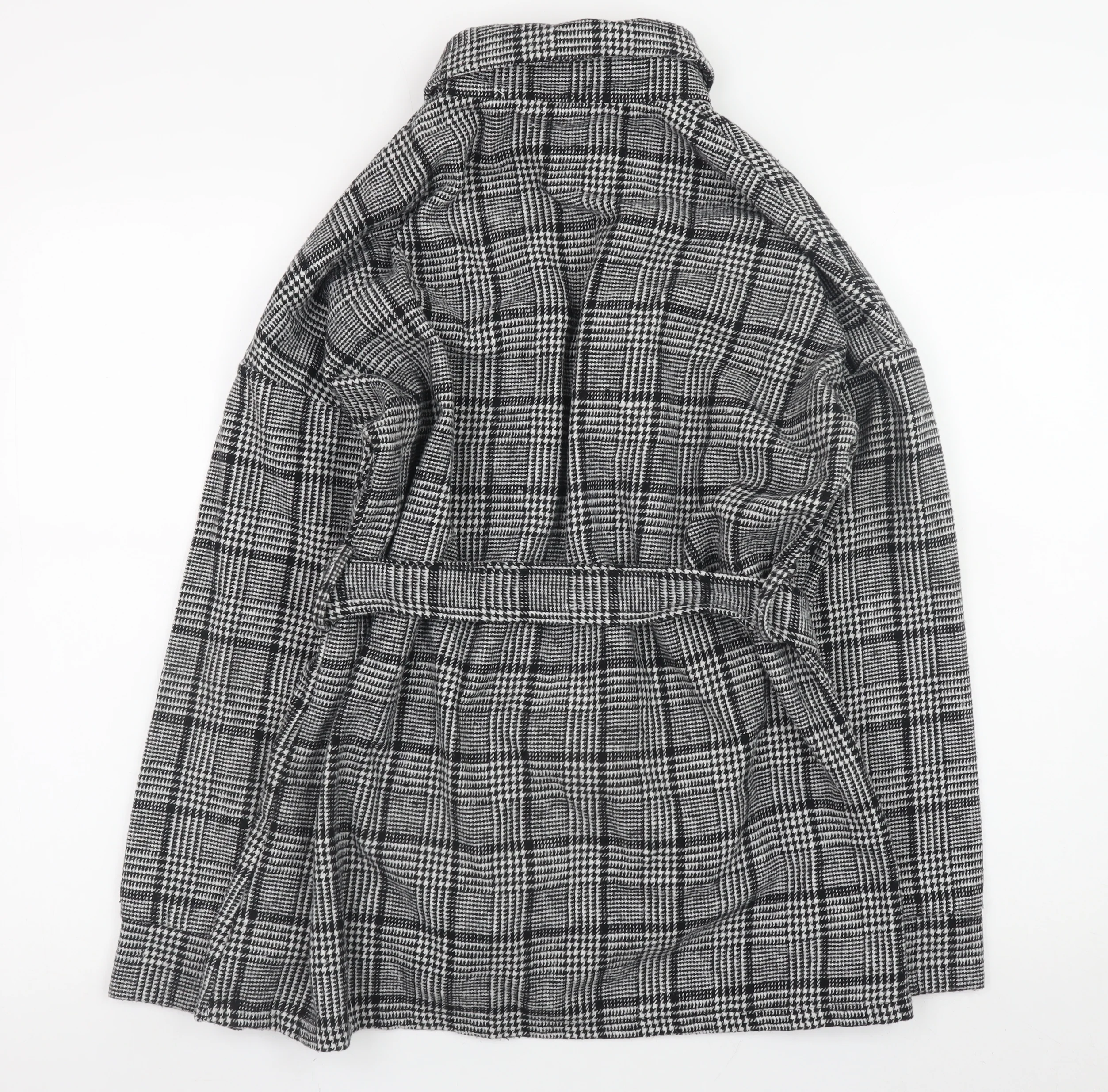 New Look Women Grey Check Belted Shacket Jacket Size 12 - Image 3