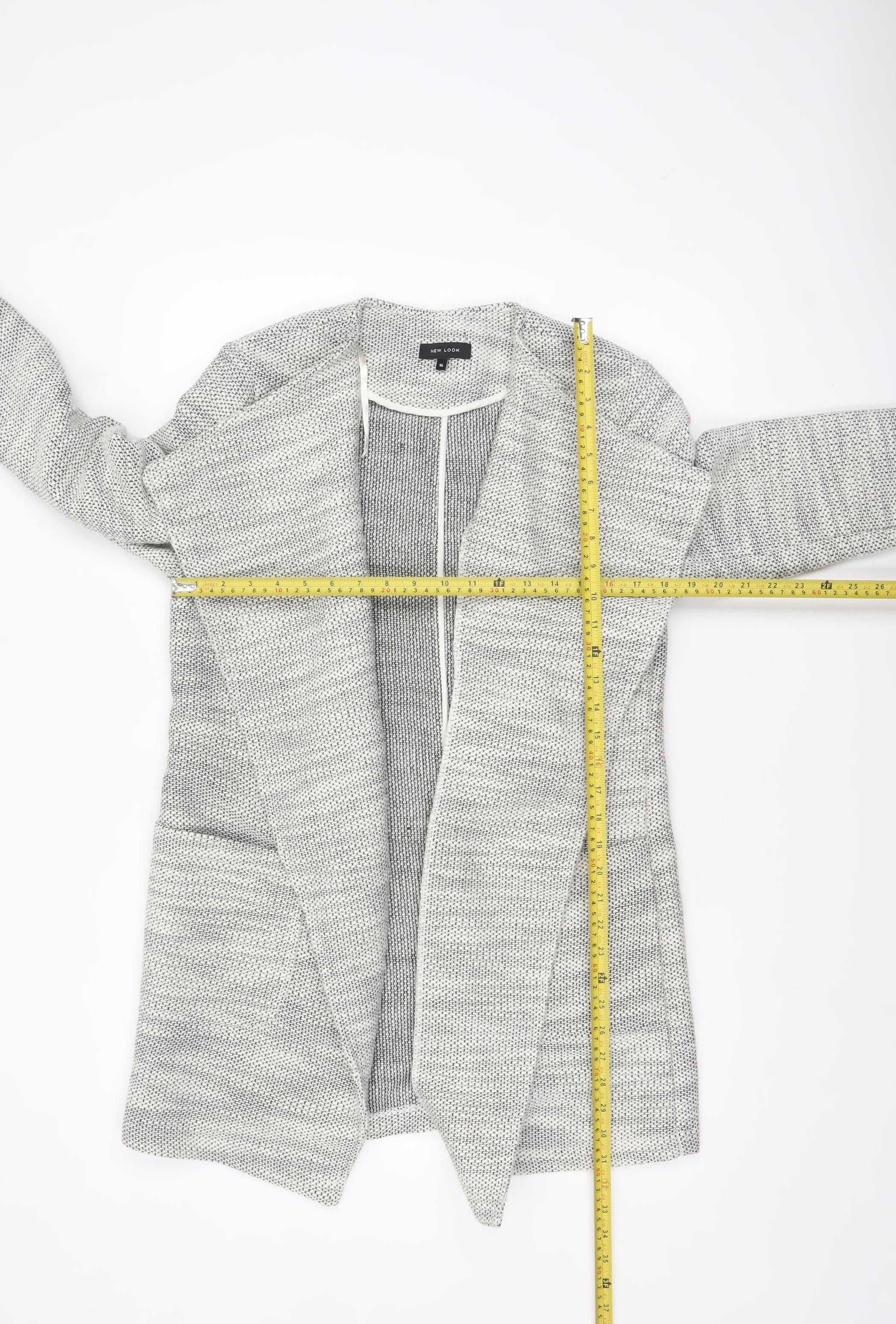 New Look Women Grey Knit Coatigan Size 14 Open Front Casual - Image 2