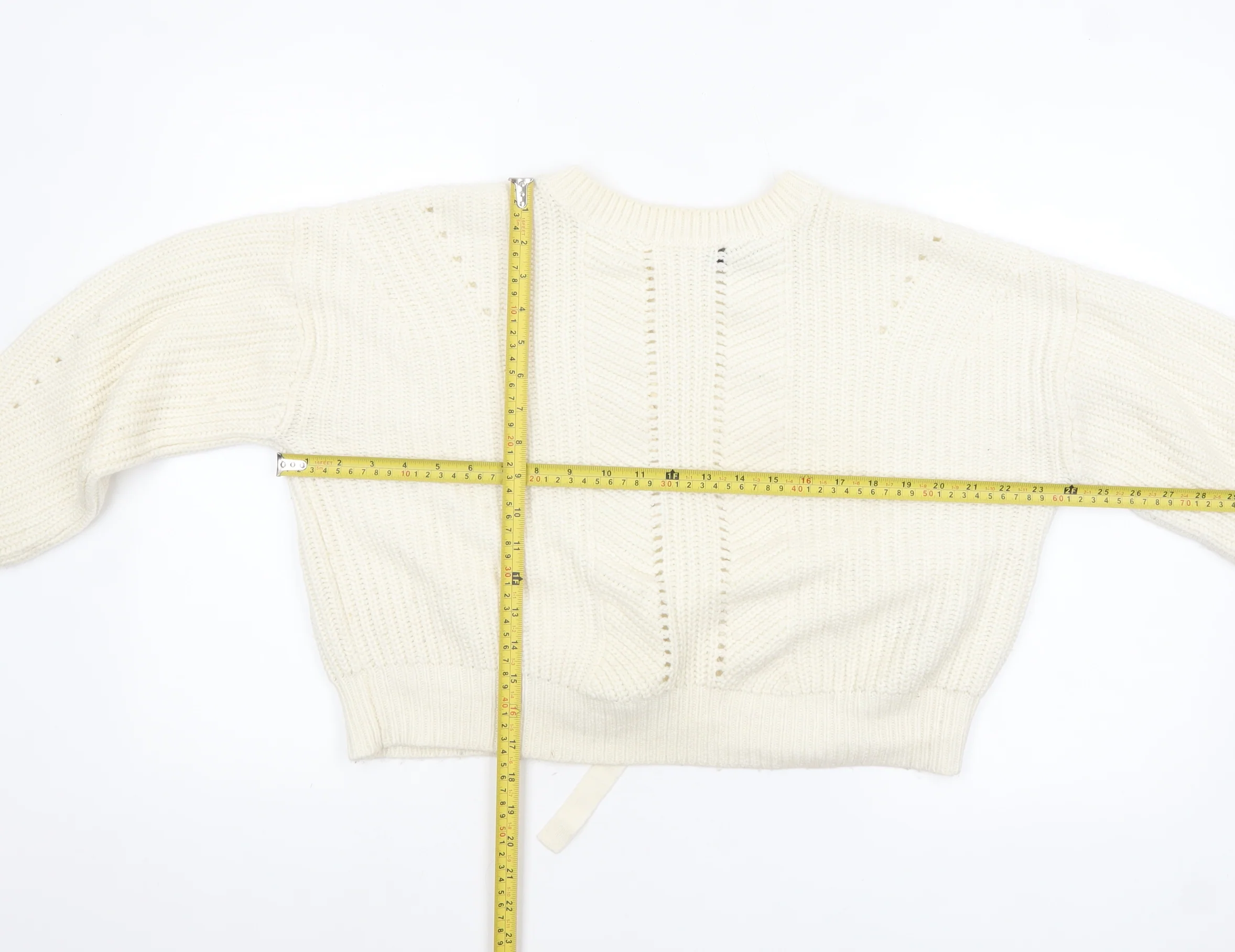 New Look Women Ivory Chunky Knit Bow Detail Jumper Size S - Image 2