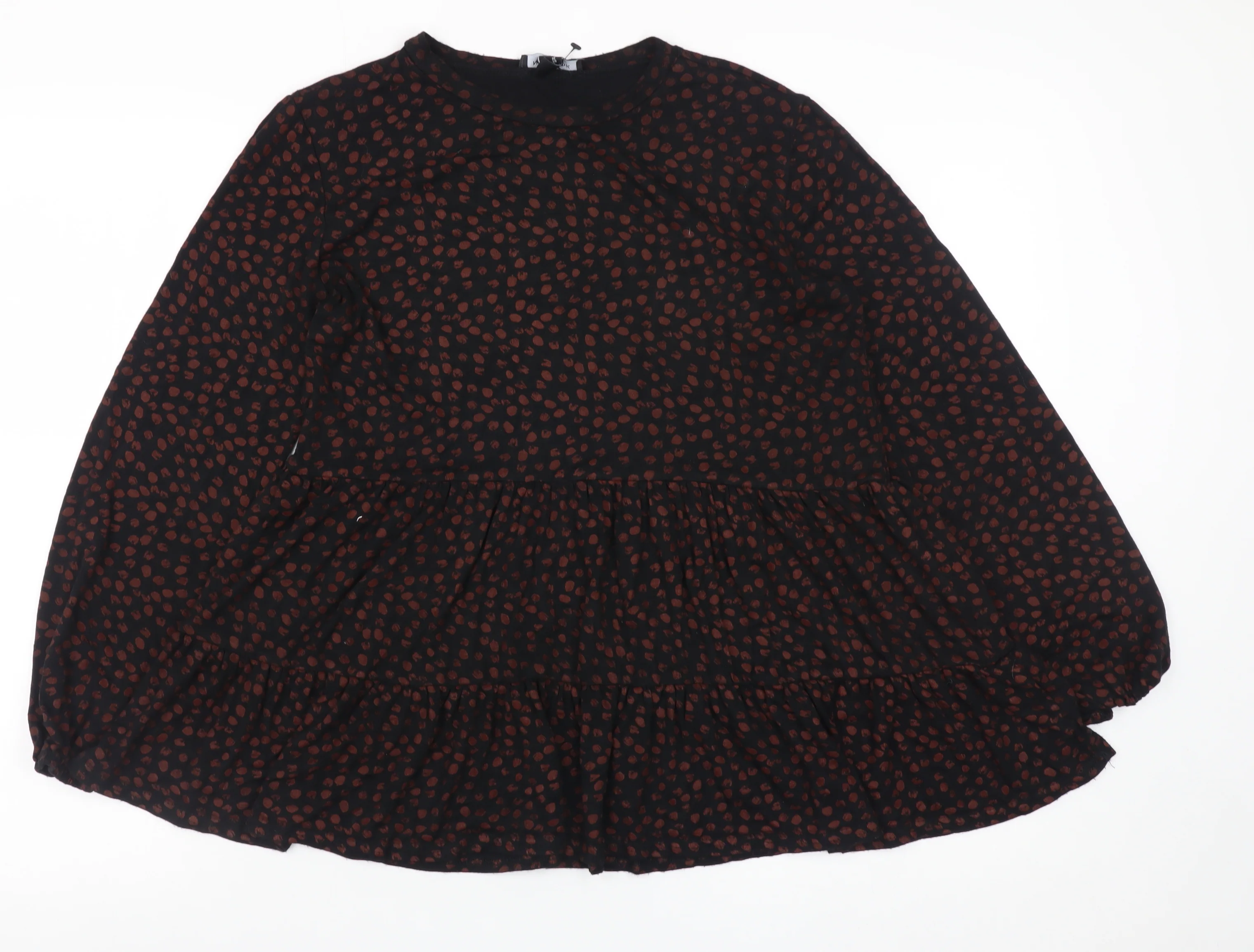 New Look Women’s Black Animal Print Tunic Blouse Size 10 Long Sleeve