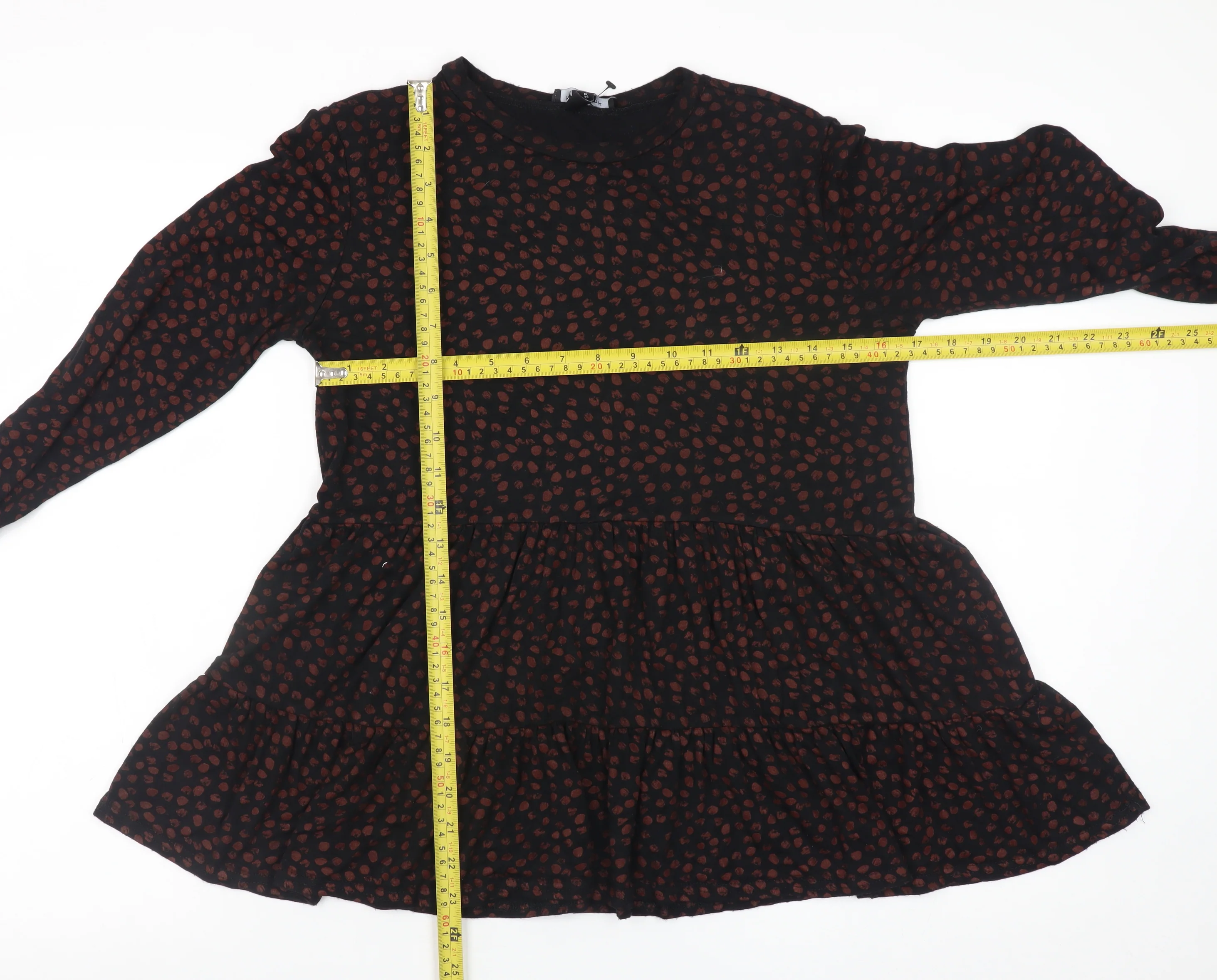 New Look Women’s Black Animal Print Tunic Blouse Size 10 Long Sleeve - Image 2