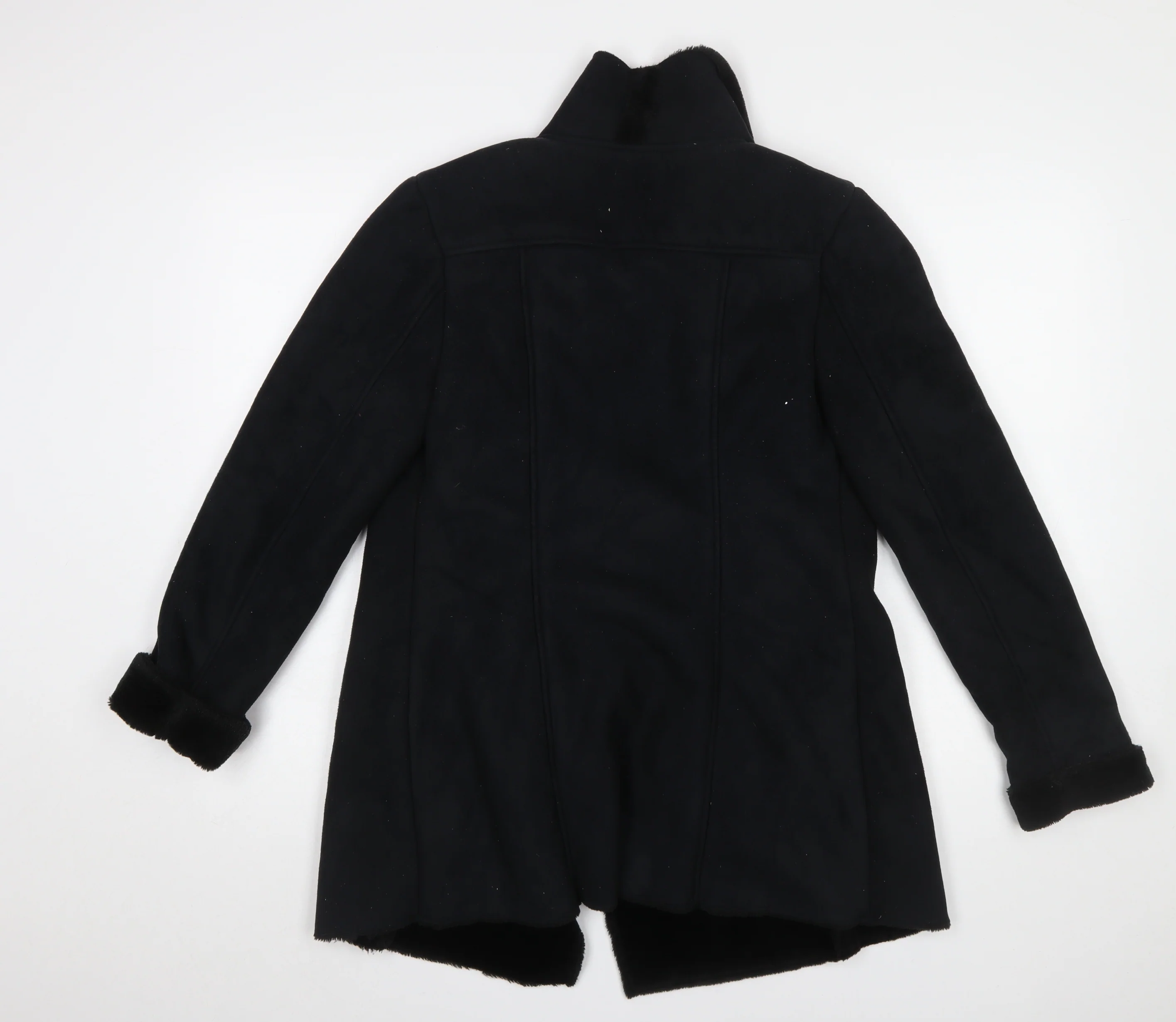 New Look Women’s Black Faux Fur Lined Biker Jacket UK 10 - Image 3