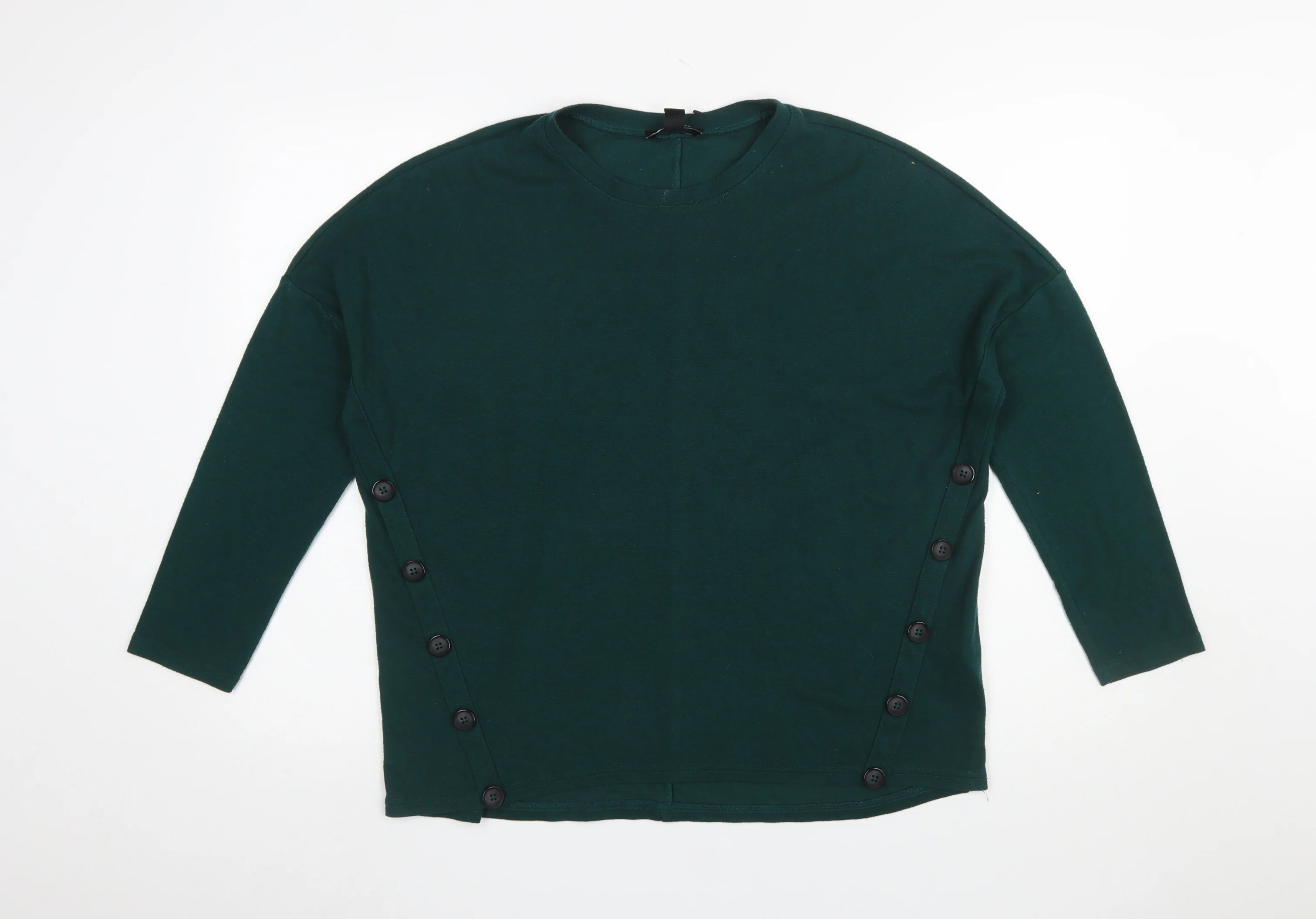 New Look Women’s Green Long Sleeve Button Side Tunic Top UK 8