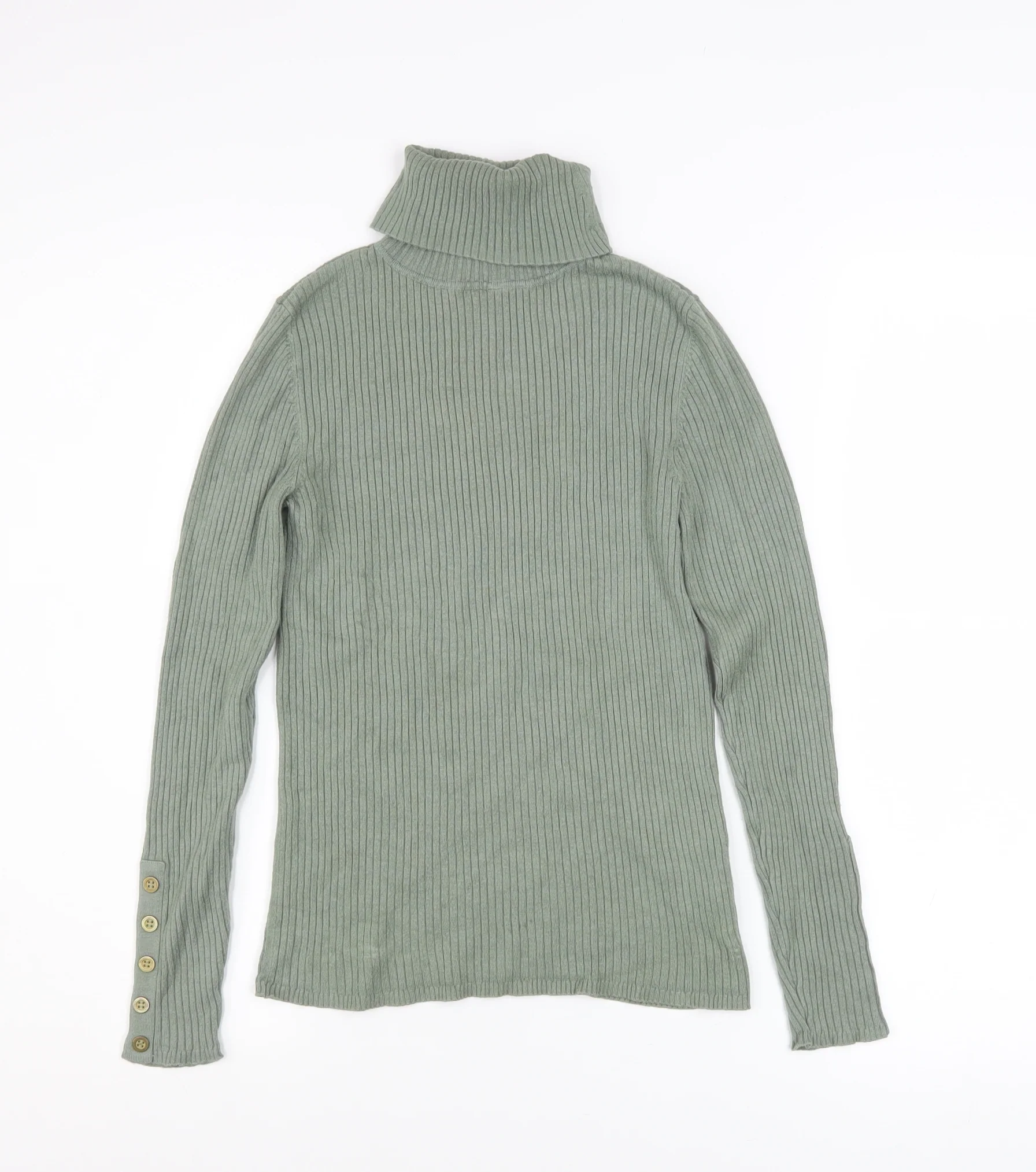 New Look Women’s Green Roll Neck Ribbed Jumper UK 10 Long Sleeve
