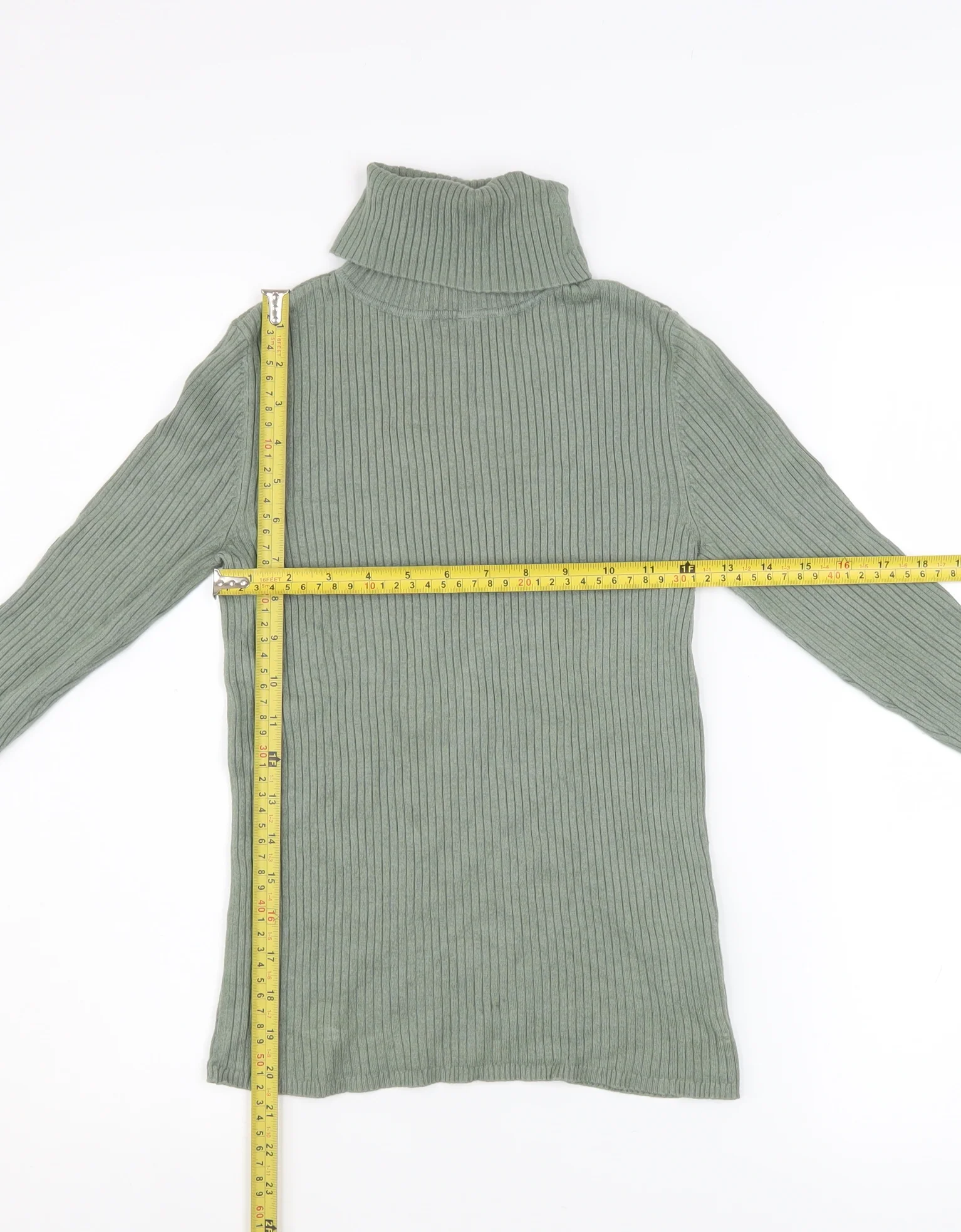 New Look Women’s Green Roll Neck Ribbed Jumper UK 10 Long Sleeve - Image 2