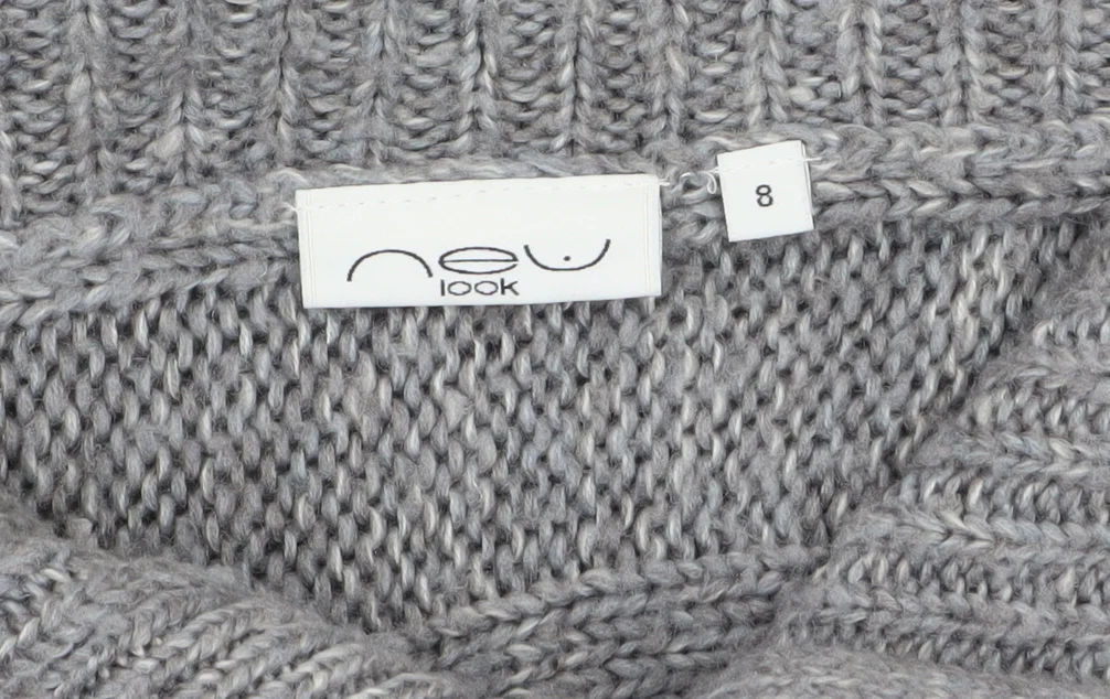 New Look Women’s Grey Cable-Knit Short Sleeve Collared Cardigan Size 8 - Image 5