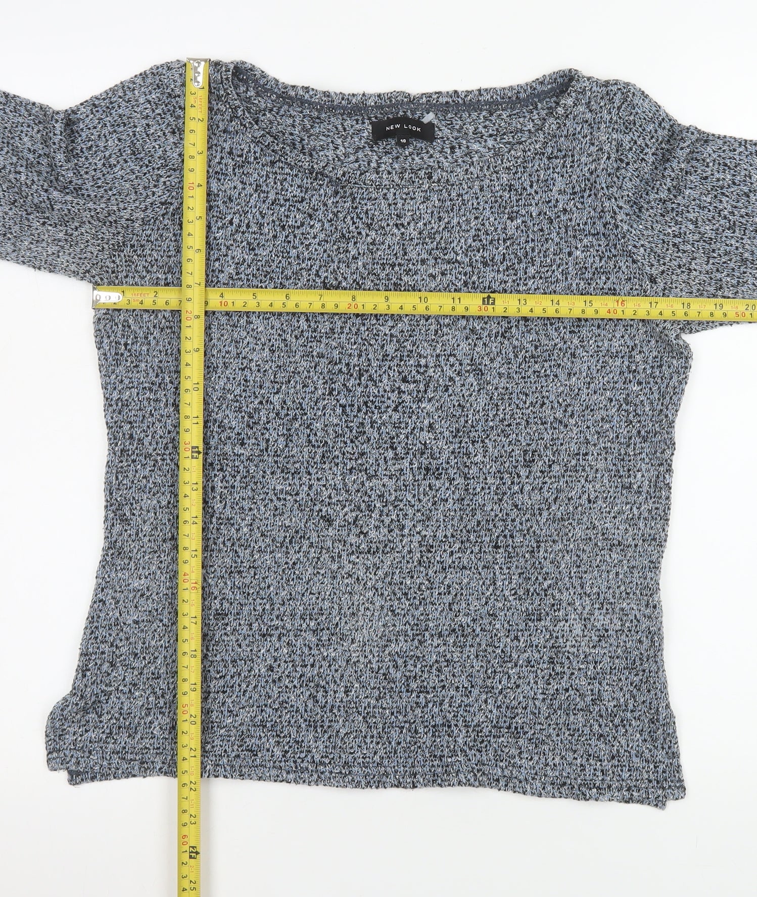 New Look Women’s Grey Knit 3/4 Sleeve Pullover Jumper UK 10 - Image 2