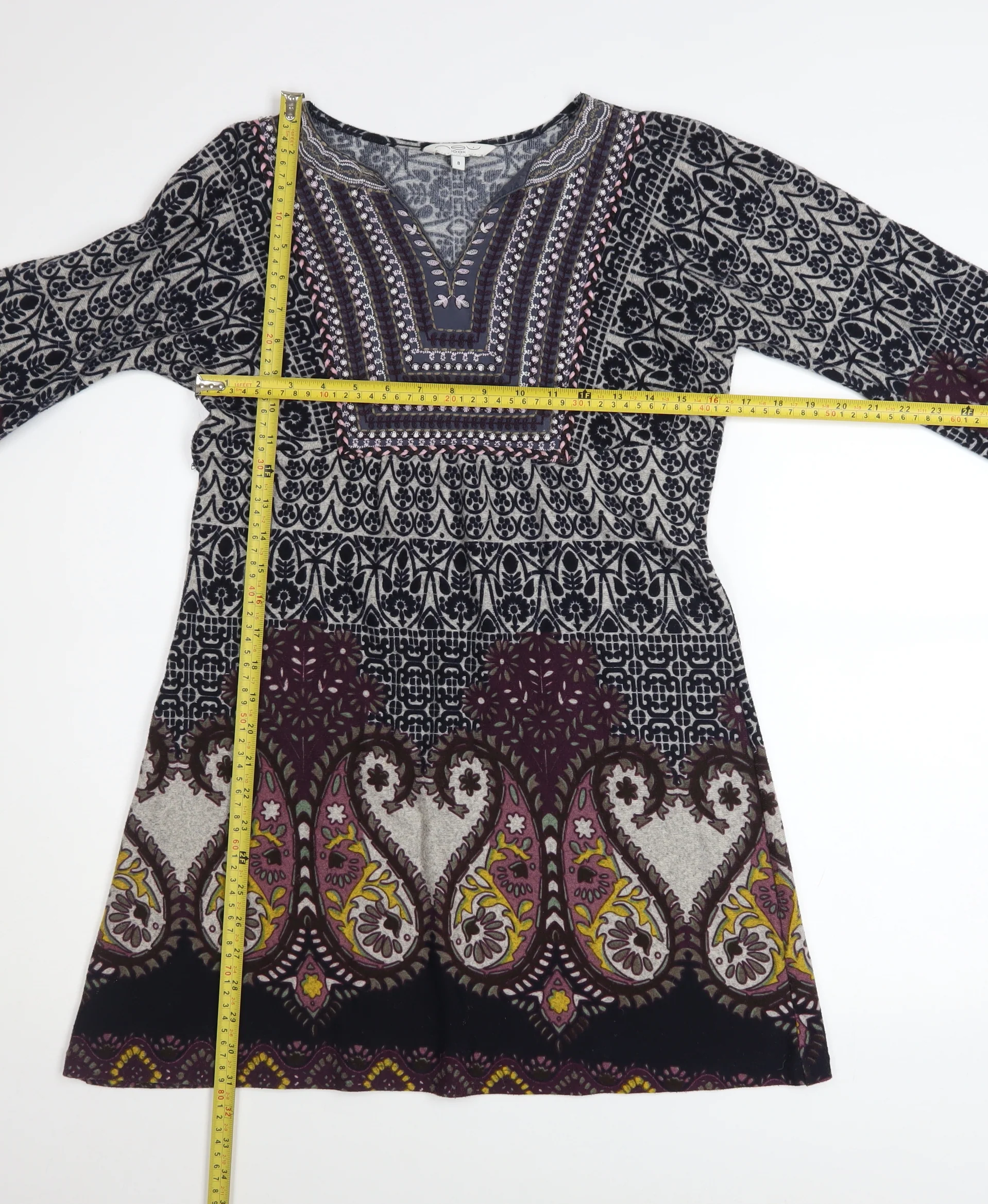 New Look Women’s Multicoloured Paisley Shift Dress Size 8 - Image 2