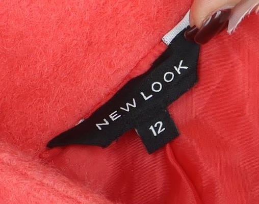New Look Women’s Pink Wool Blend Mid-Length Zip Coat Size 12 - Image 4