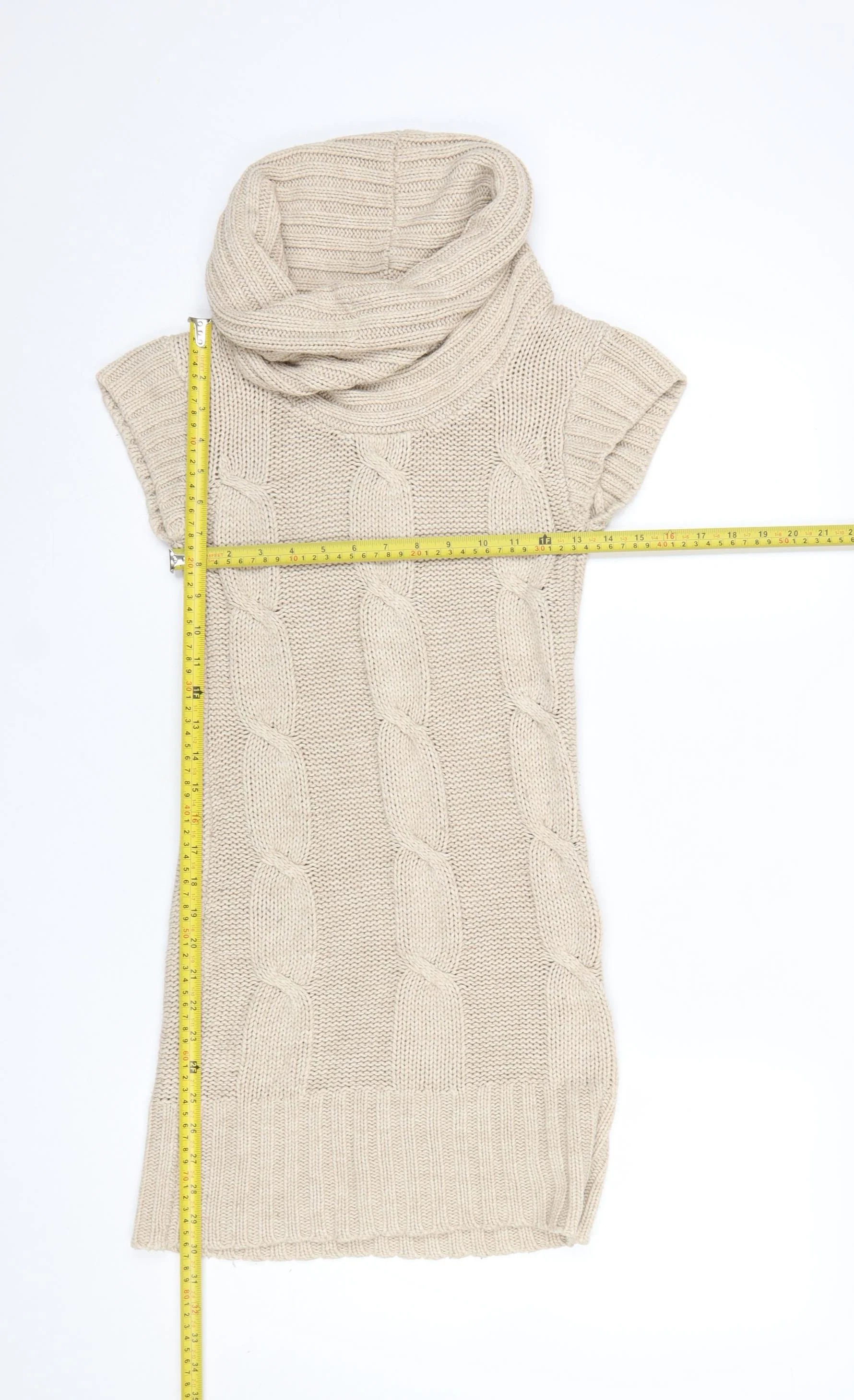 New Look Women's Beige Cable Knit Cowl Neck Jumper Dress Size 8 - Image 2