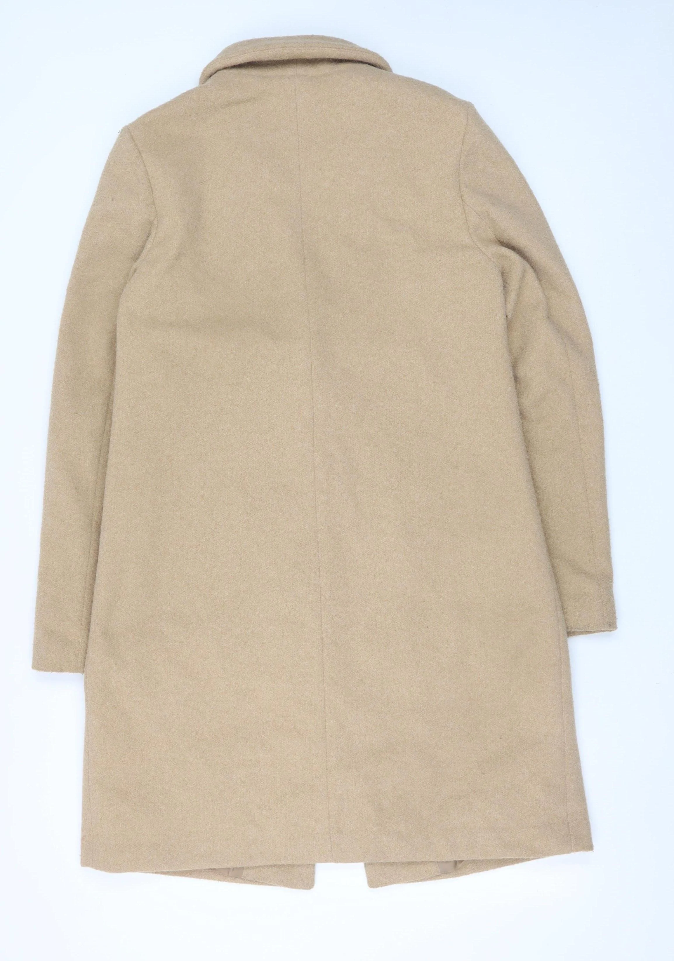 New Look Womens Beige Mid-Length Overcoat UK 10 Lined Classic Style - Image 3