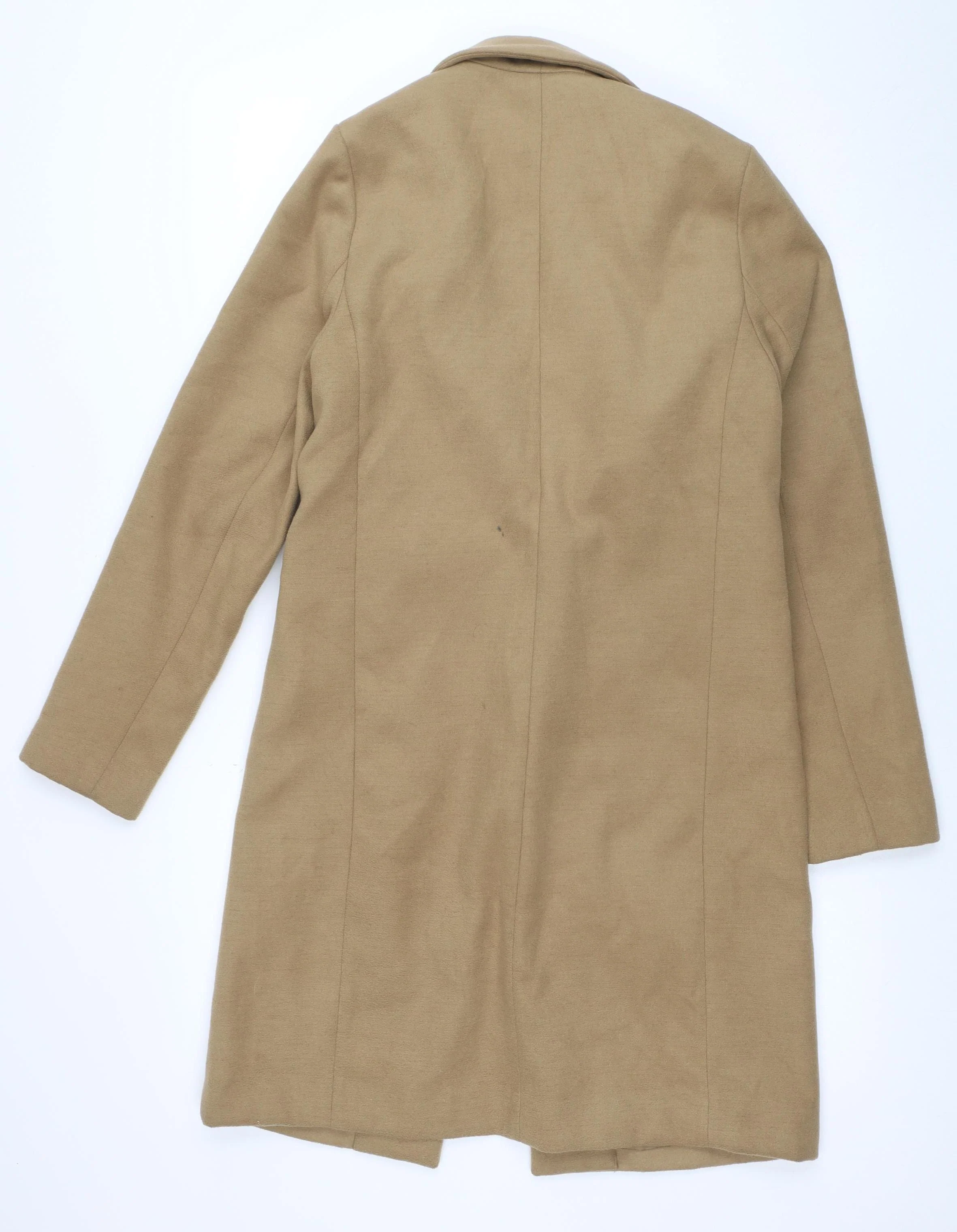 New Look Womens Beige Mid-Length Single-Breasted Overcoat Size 6 - Image 3