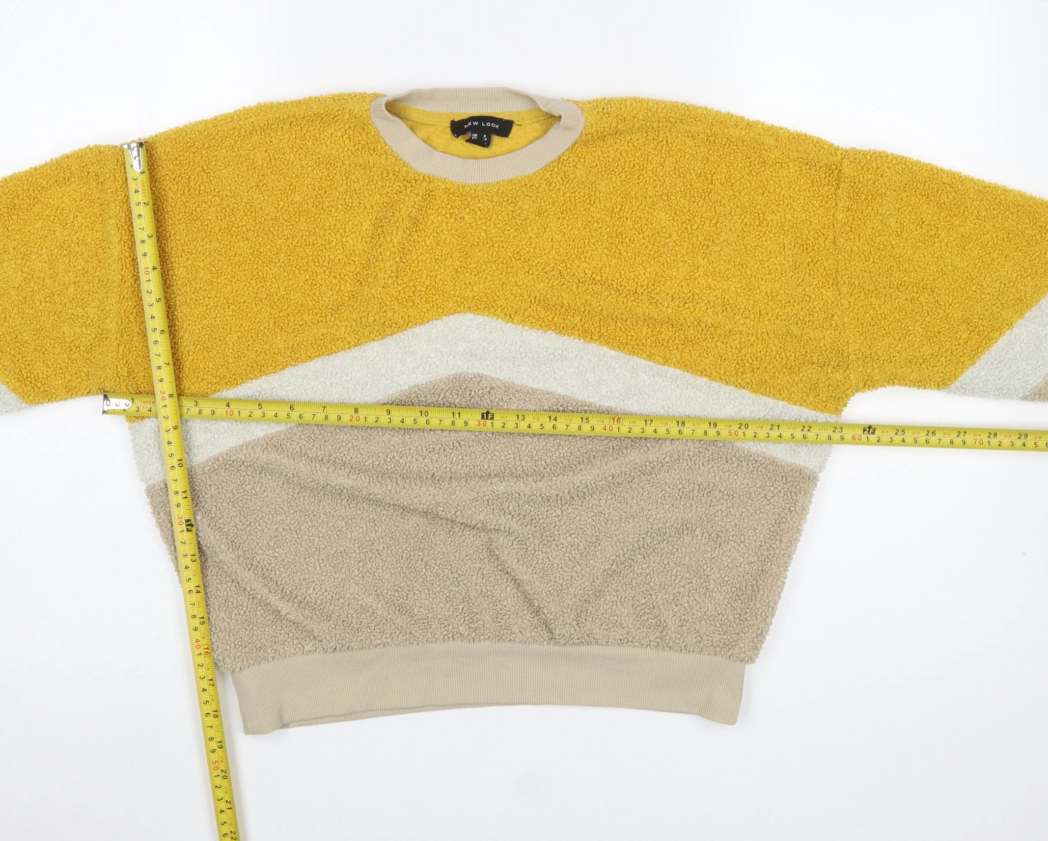 New Look Women's Beige Yellow Colourblock Pullover Sweatshirt UK 8 - Image 2