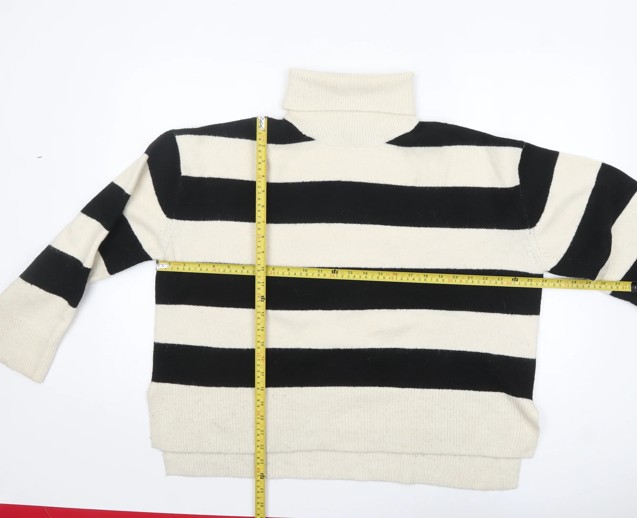 New Look Women's Black & Cream Striped Roll Neck Jumper XL - Image 2