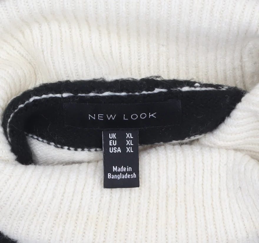 New Look Women's Black & Cream Striped Roll Neck Jumper XL - Image 5