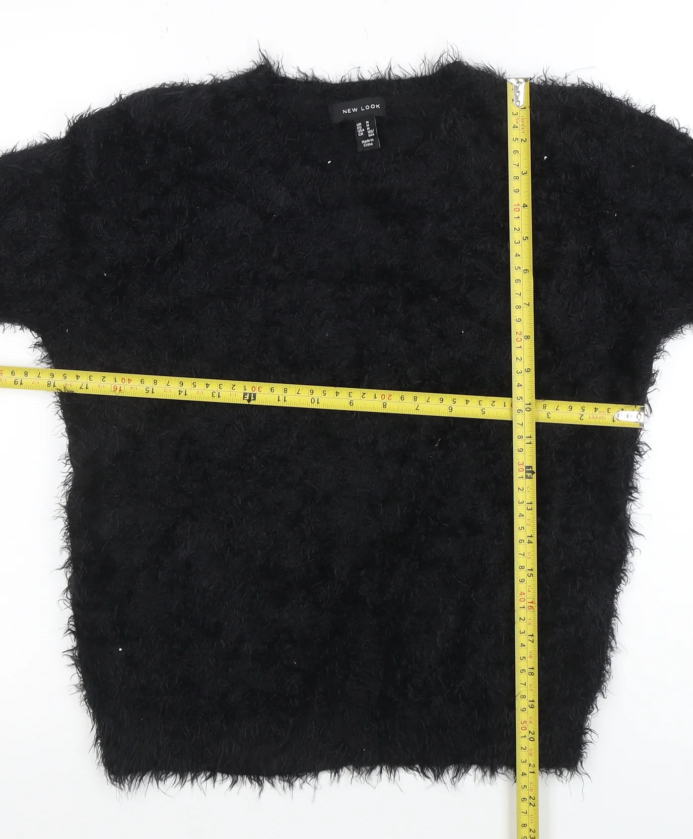 New Look Women's Black Flared Sleeve Fuzzy Pullover Jumper Size M - Image 2