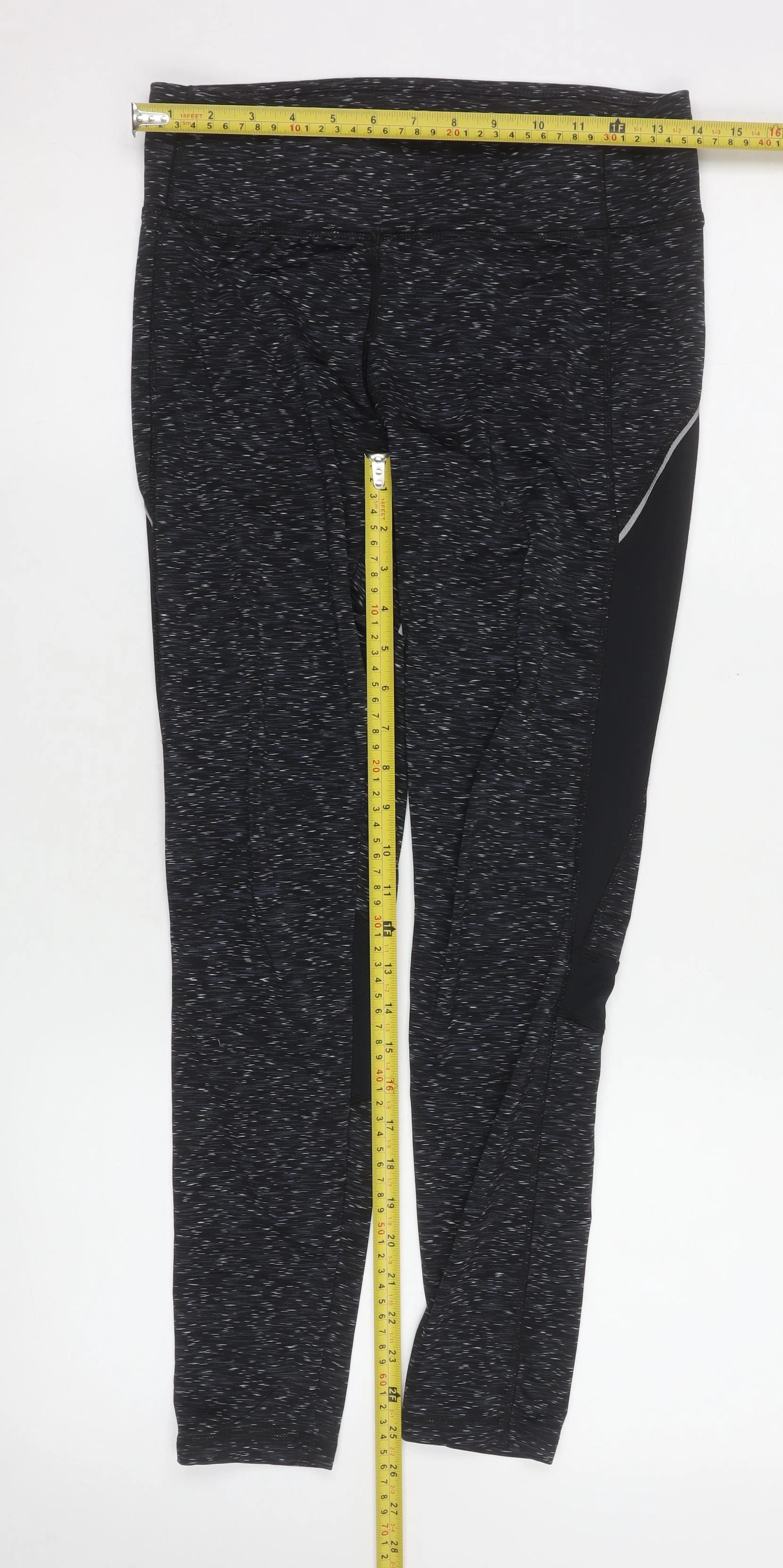New Look Women's Black Flecked Leggings M Slim Fit Activewear Trousers - Image 2