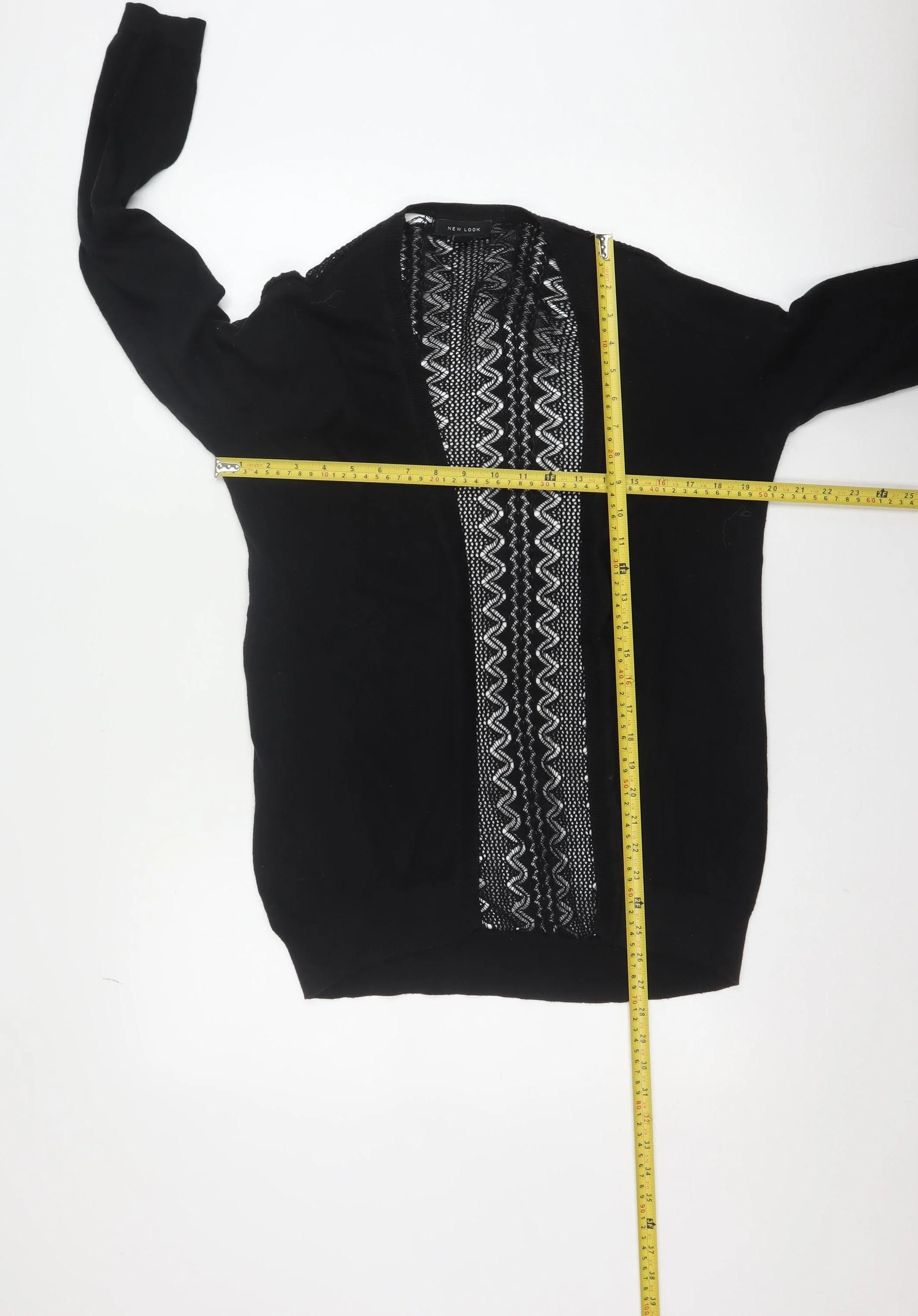 New Look Women's Black Open-Knit Cotton Cardigan Size 6 - Image 2