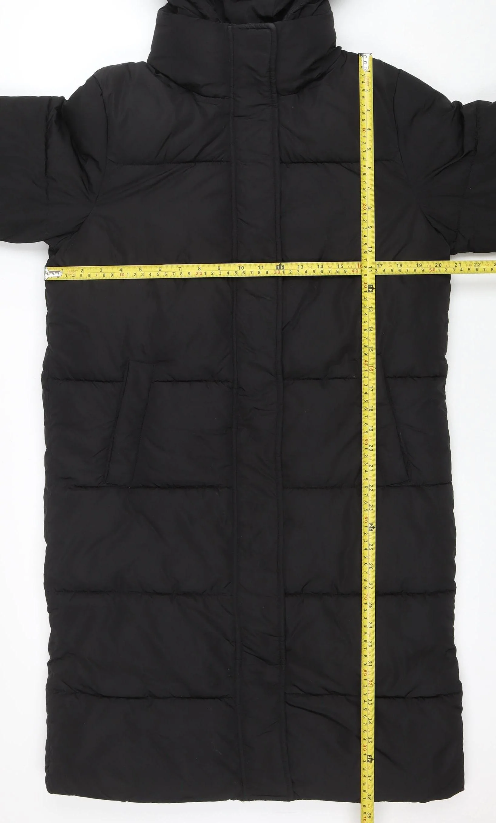 New Look Womens Black UK 10 Puffer Jacket Hooded Mid-Length Polyester Warm Winter Coat - Image 2