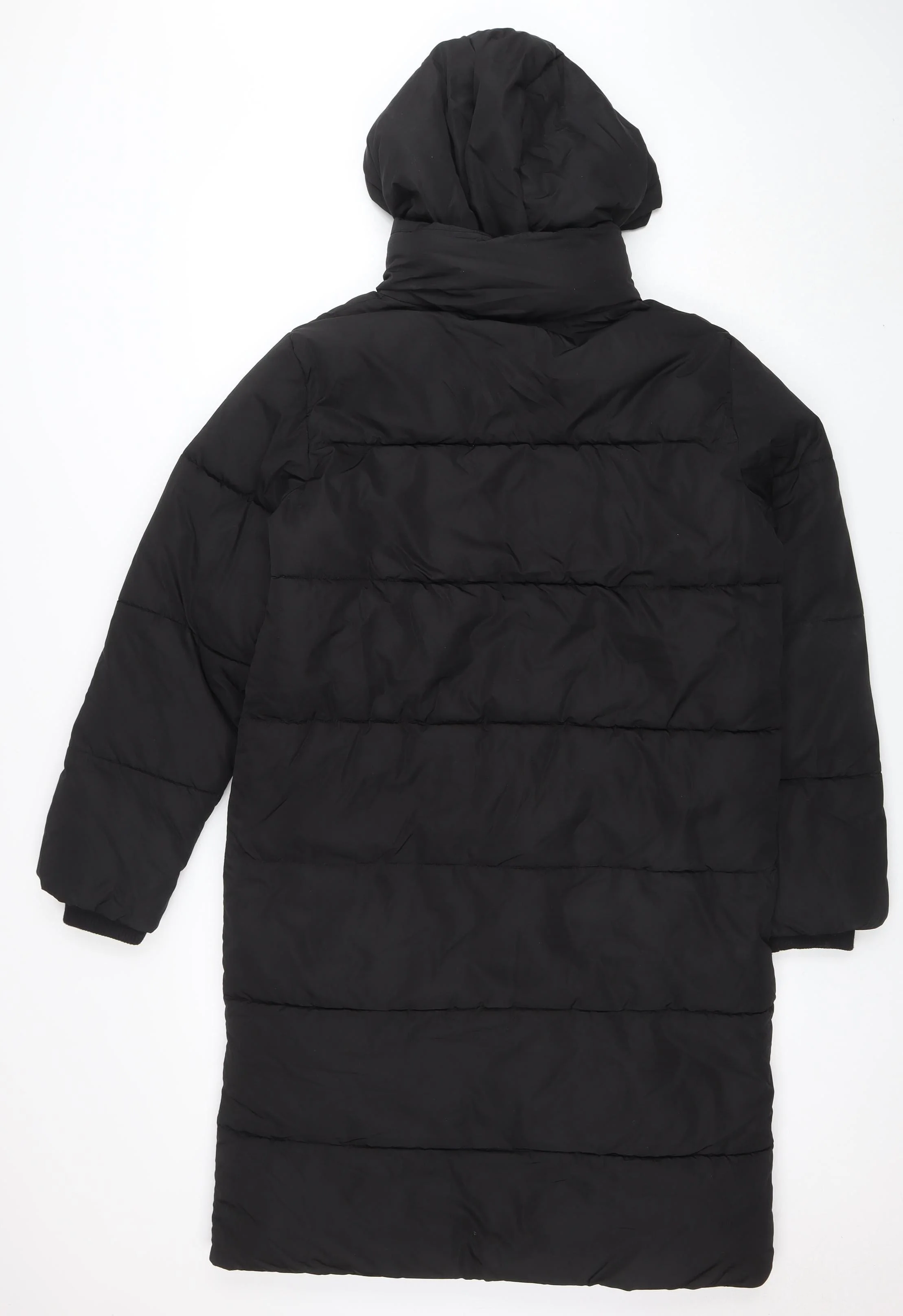New Look Womens Black UK 10 Puffer Jacket Hooded Mid-Length Polyester Warm Winter Coat - Image 3