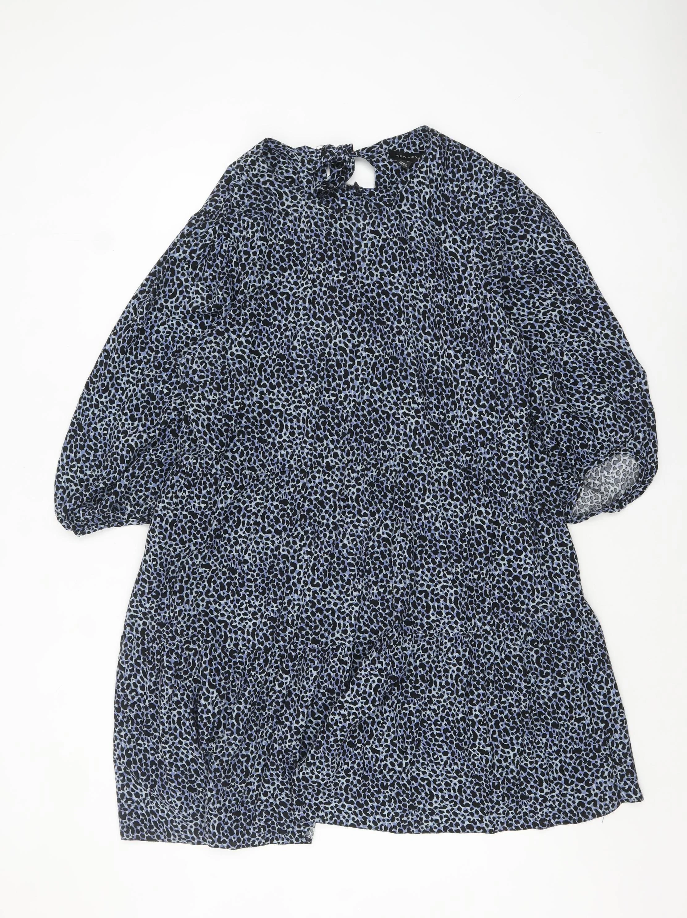 New Look Women's Blue Animal Print Shift Dress Size 16